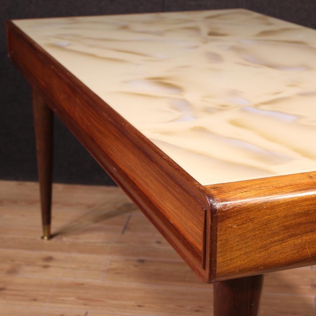 20th Century Modern Design Wood Glass Top Italian Table, 1960 in vendita 2