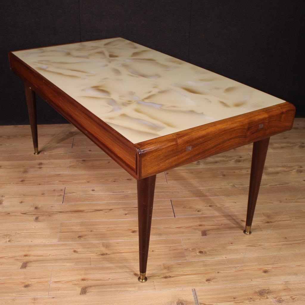20th Century Modern Design Wood Glass Top Italian Table, 1960 in vendita 3