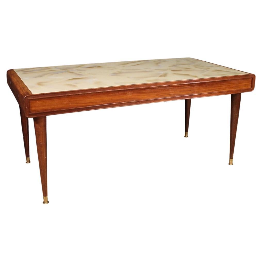 20th Century Modern Design Wood Glass Top Italian Table, 1960s
