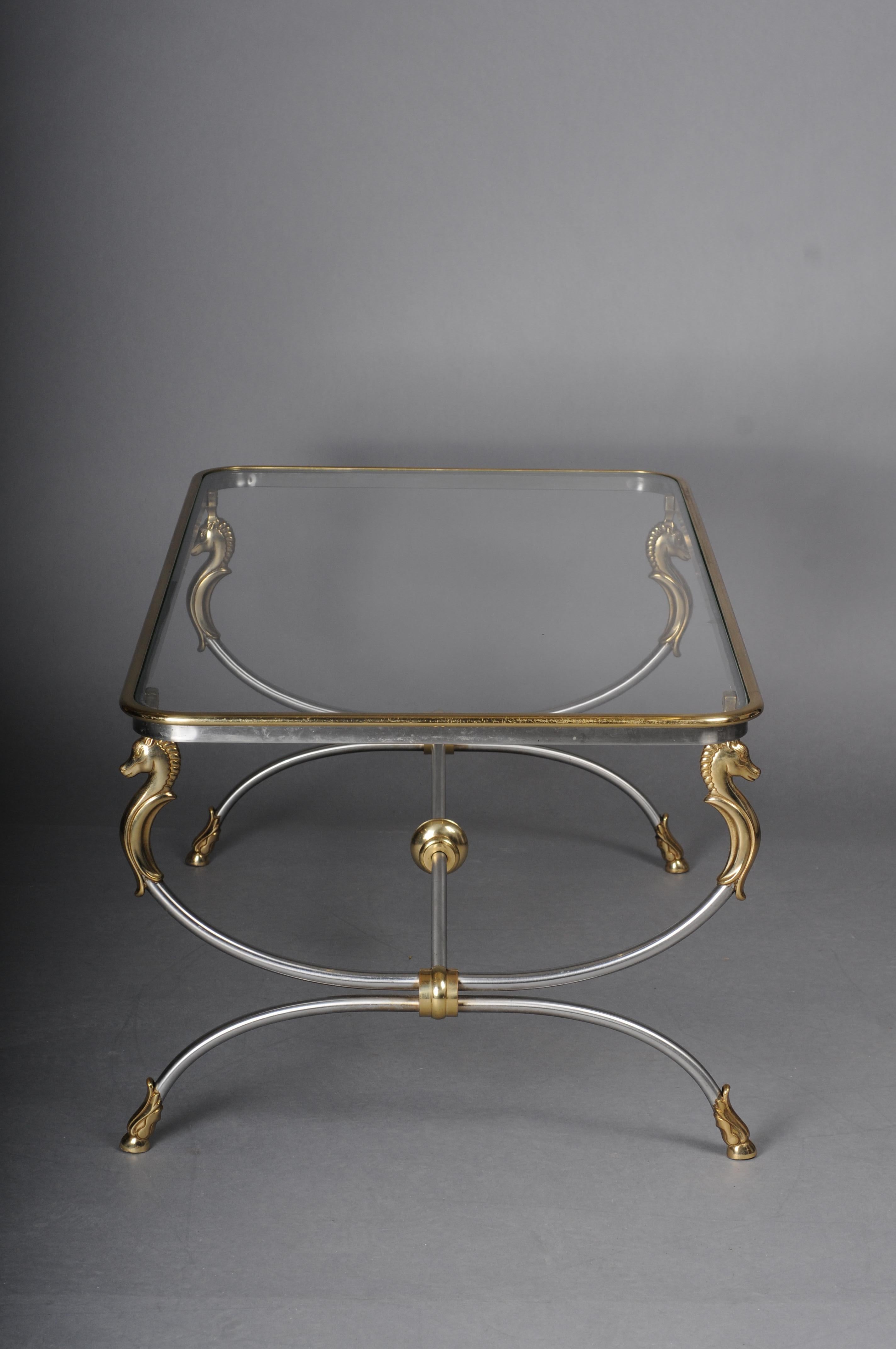 20th Century Modern Designer Coffee Table, Chrome Brass, Classical Style 6