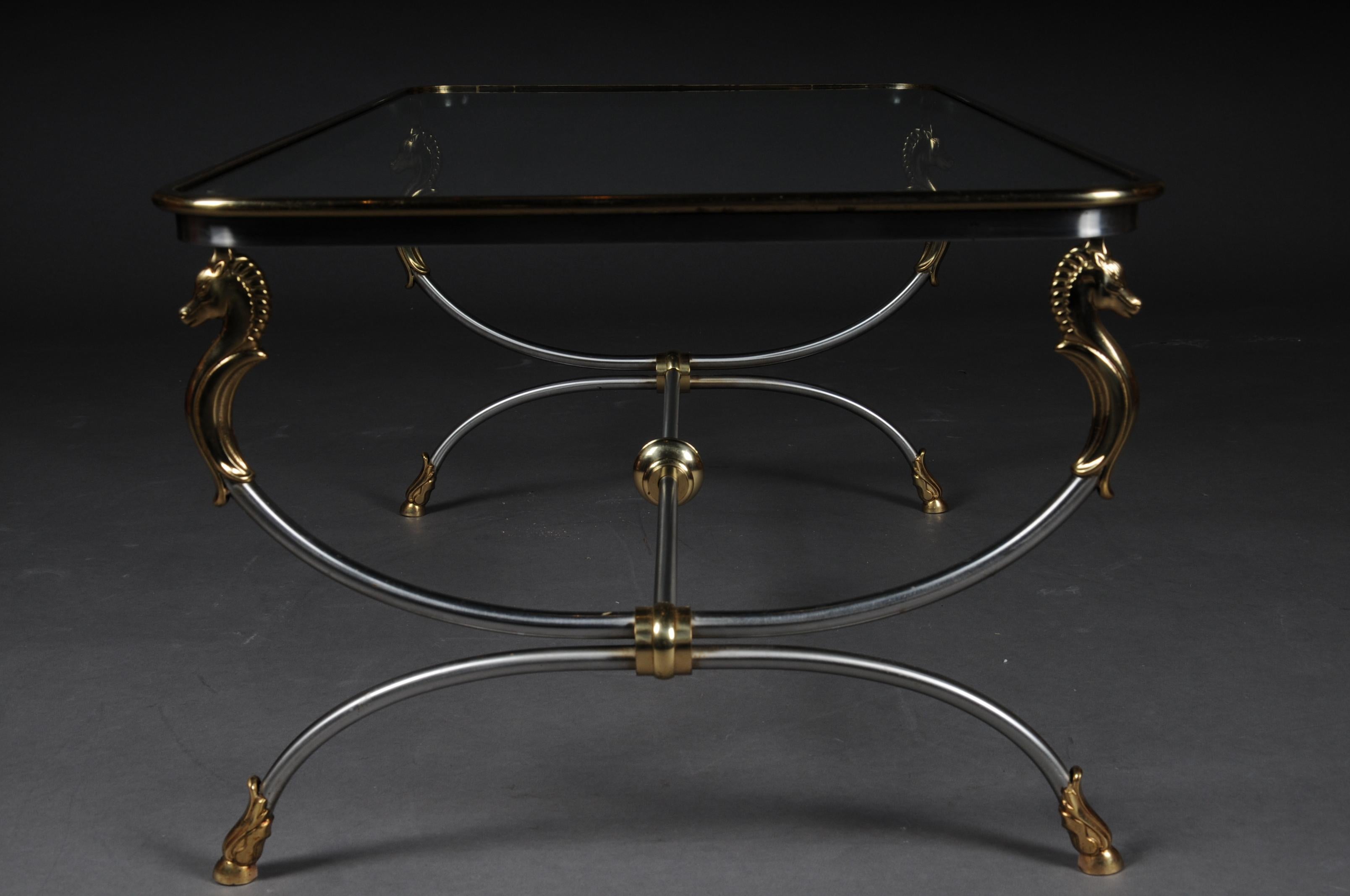 20th Century Modern Designer Coffee Table, Chrome Brass, Classical Style 8