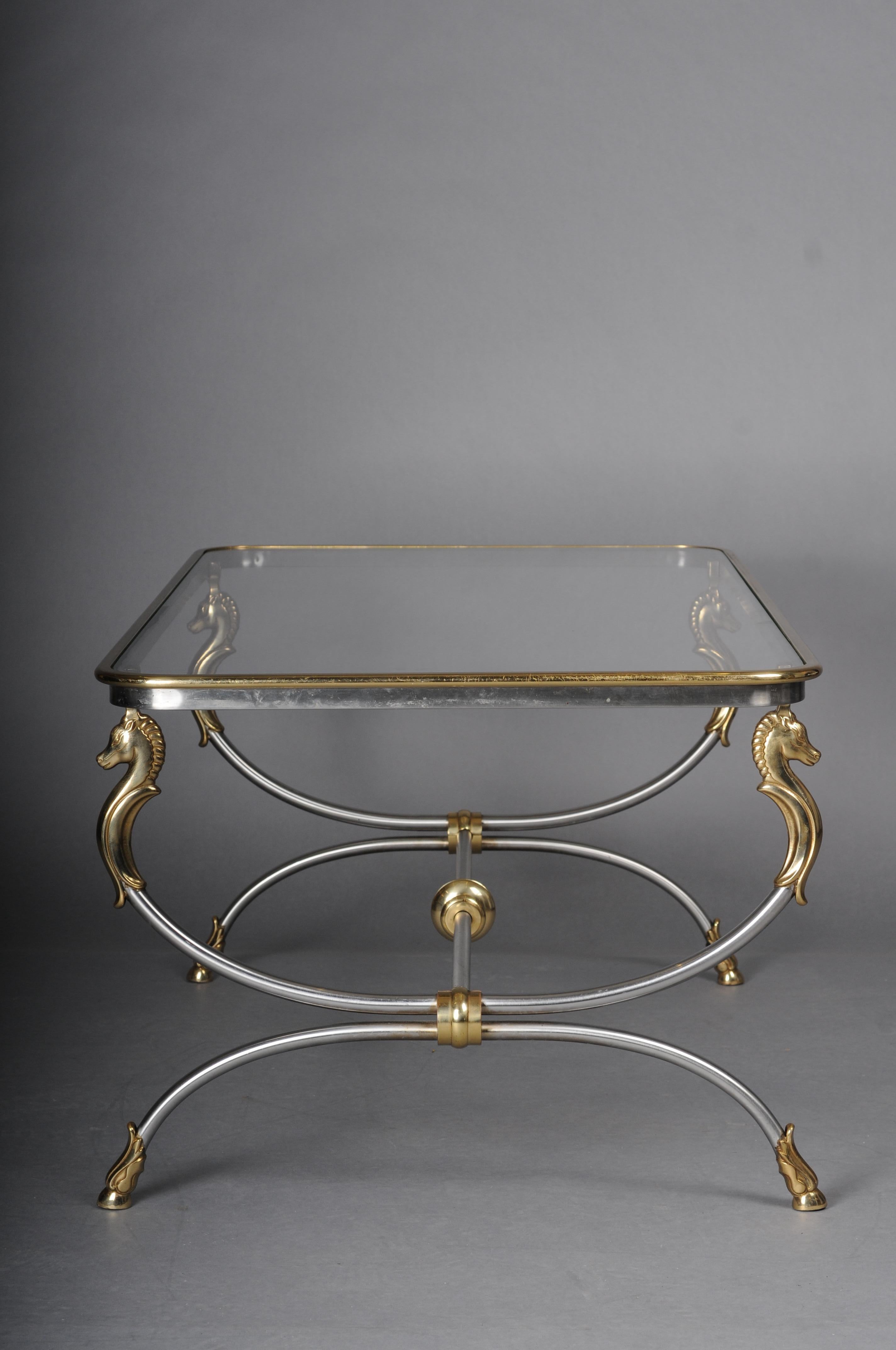 20th Century Modern Designer Coffee Table, Chrome Brass, Classical Style 7