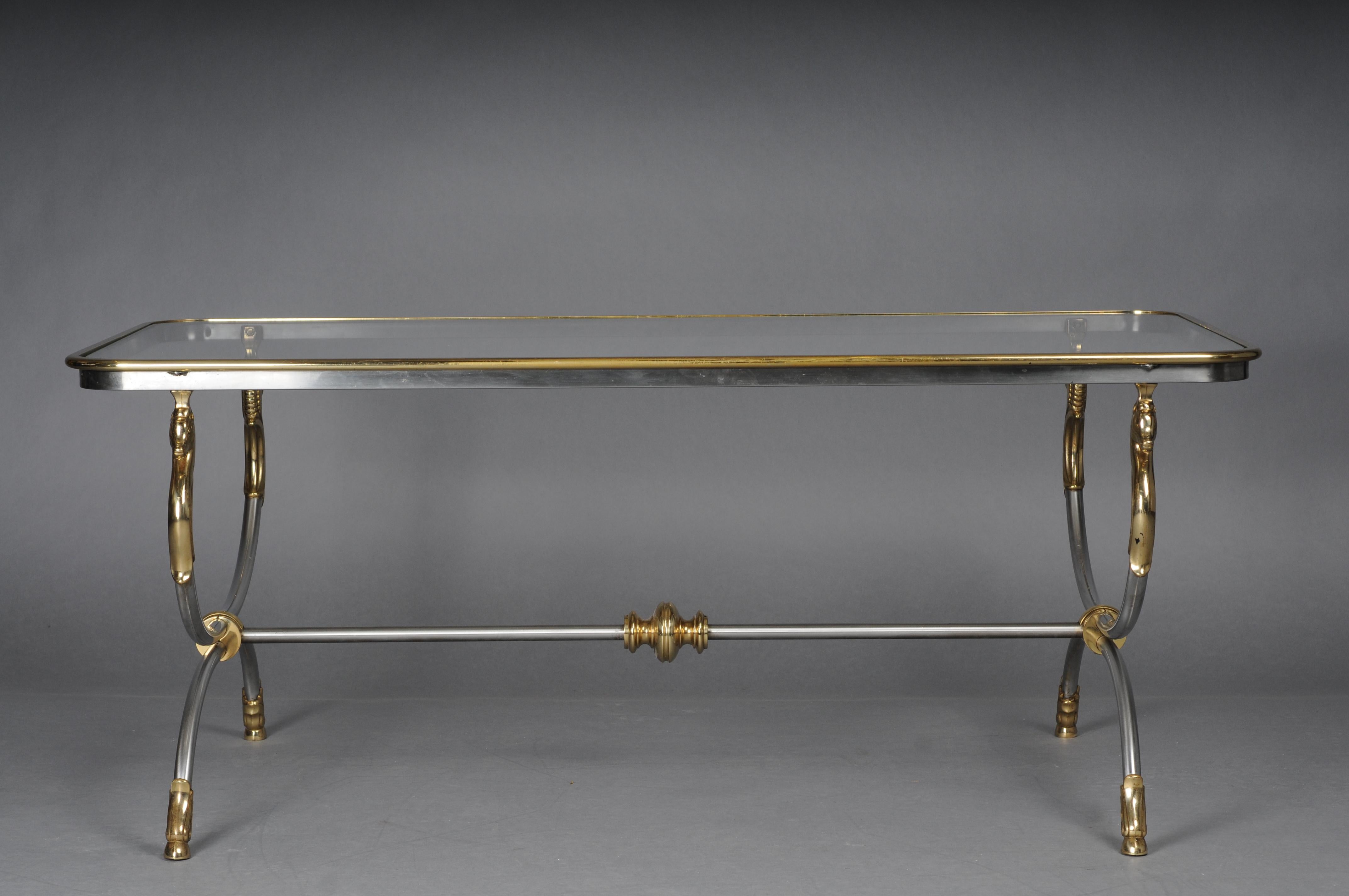 Italian 20th Century Modern Designer Coffee Table, Chrome Brass, Classical Style