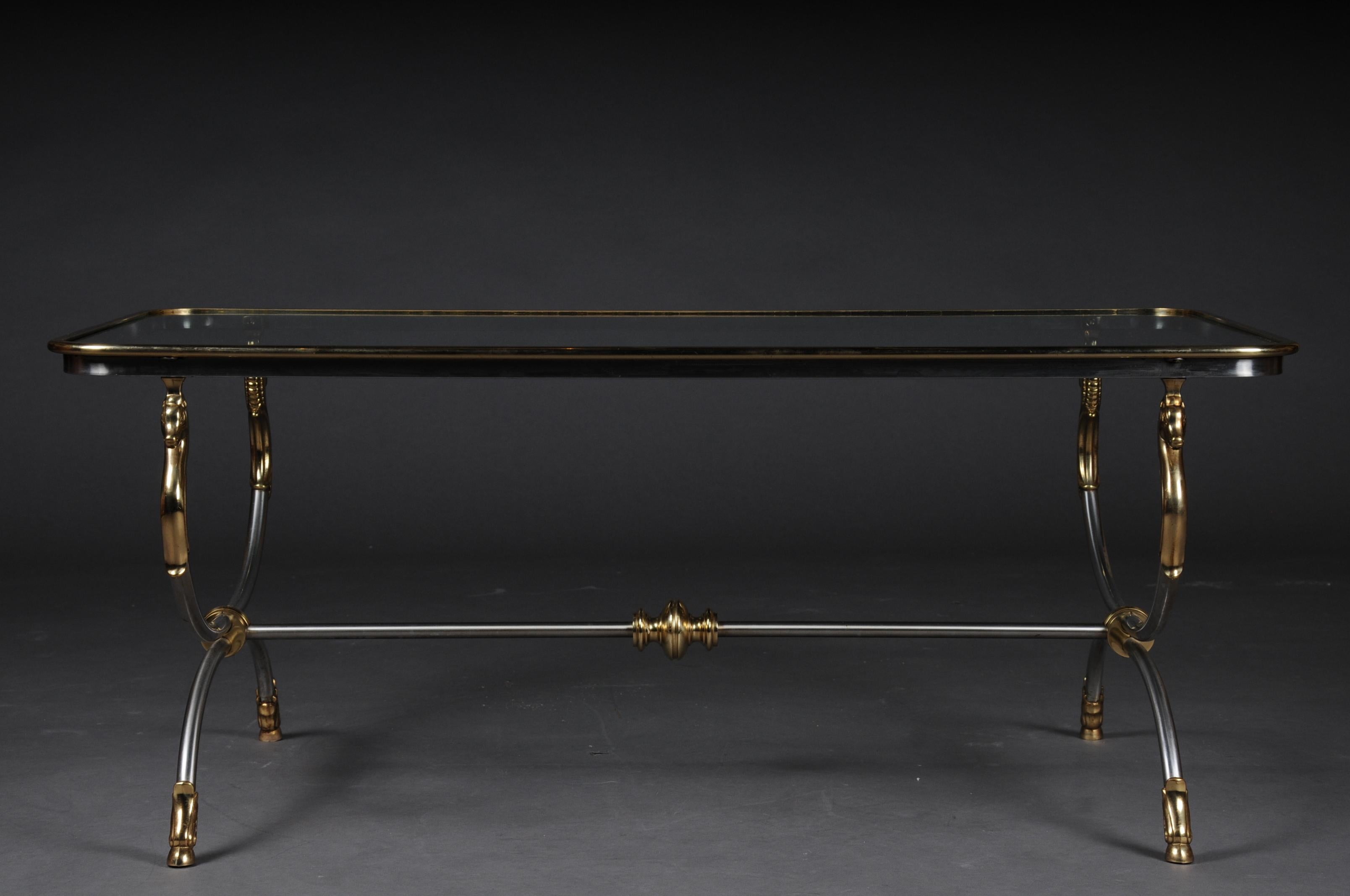 20th Century Modern Designer Coffee Table, Chrome Brass, Classical Style 2