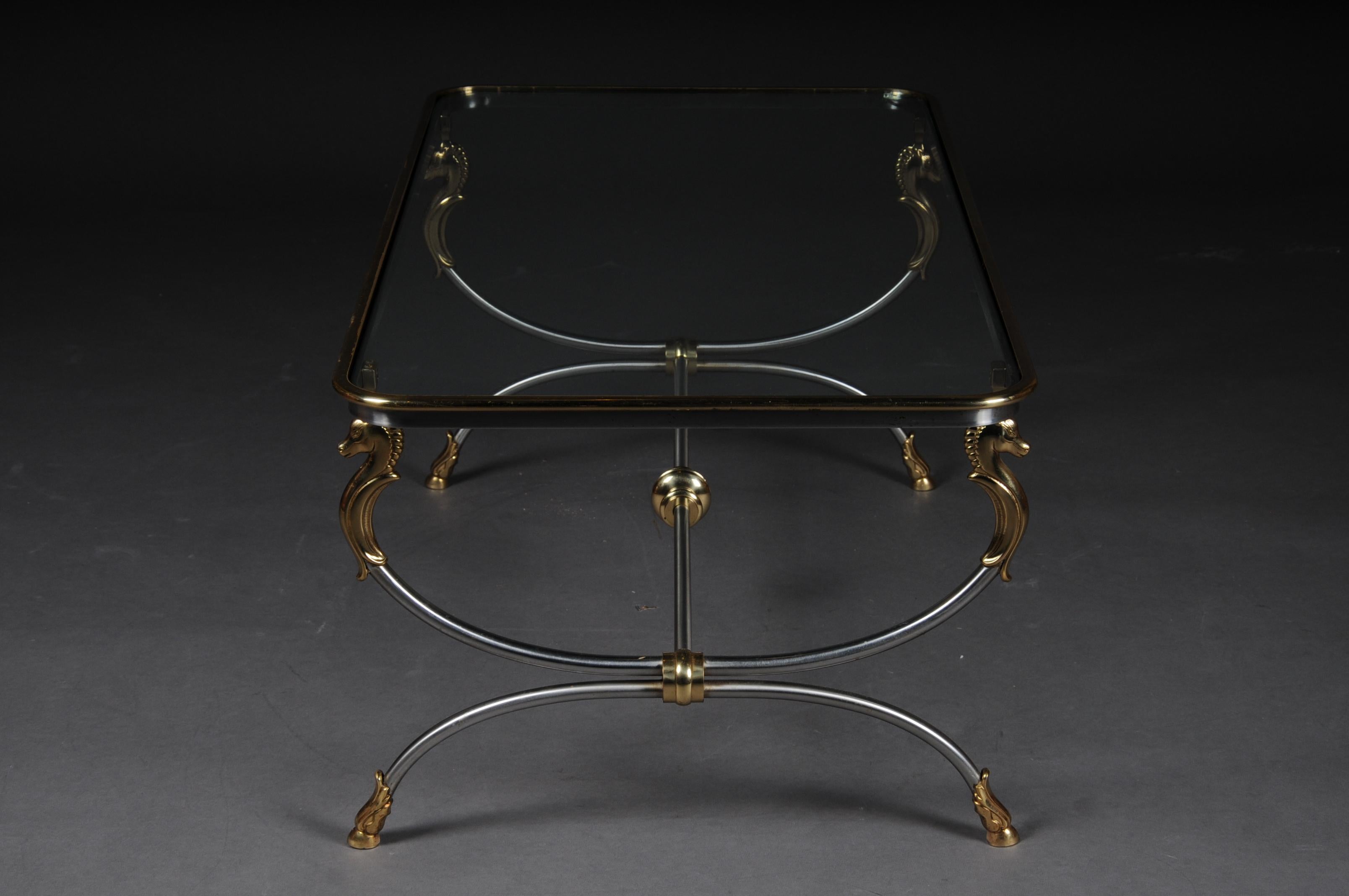 20th Century Modern Designer Coffee Table, Chrome Brass, Classical Style 5