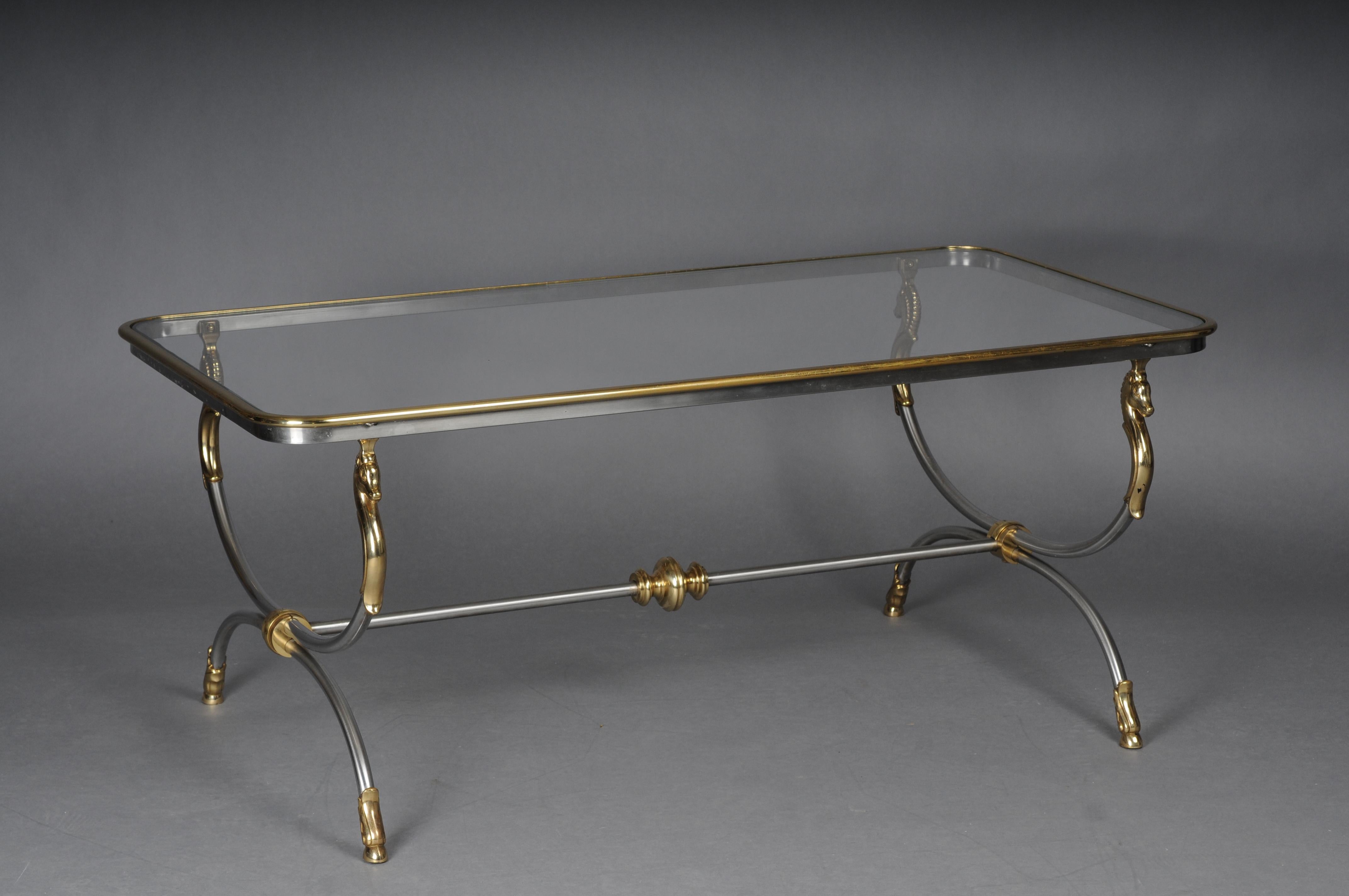20th Century Modern Designer Coffee Table, Chrome Brass, Classical Style 4