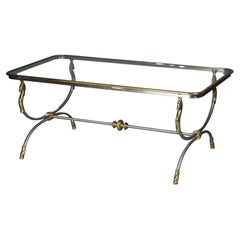 20th Century Modern Designer Coffee Table, Chrome Brass, Classical Style