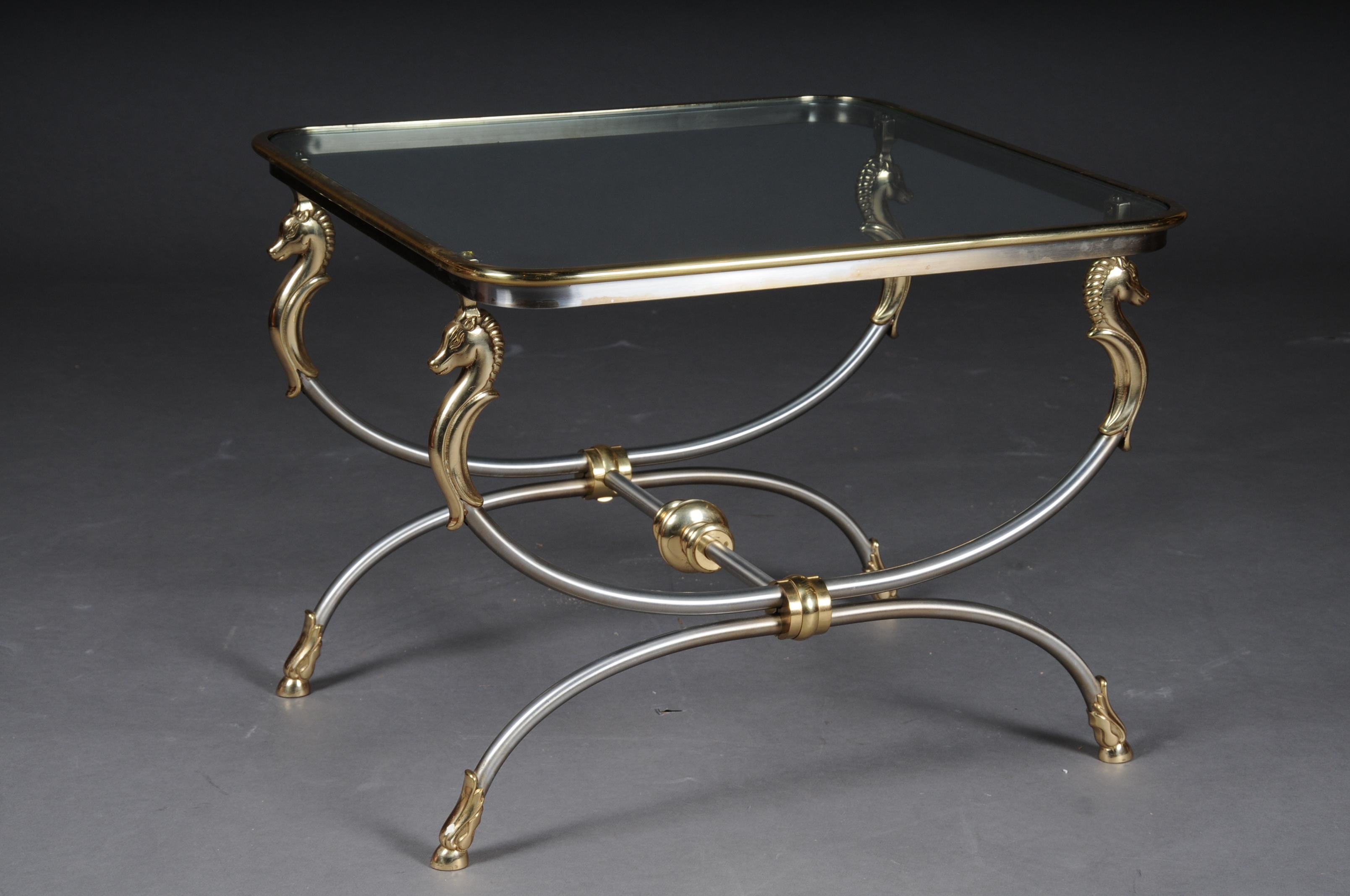 20th Century Modern Designer Side Table, Chrome Brass, Classical Style For Sale 6