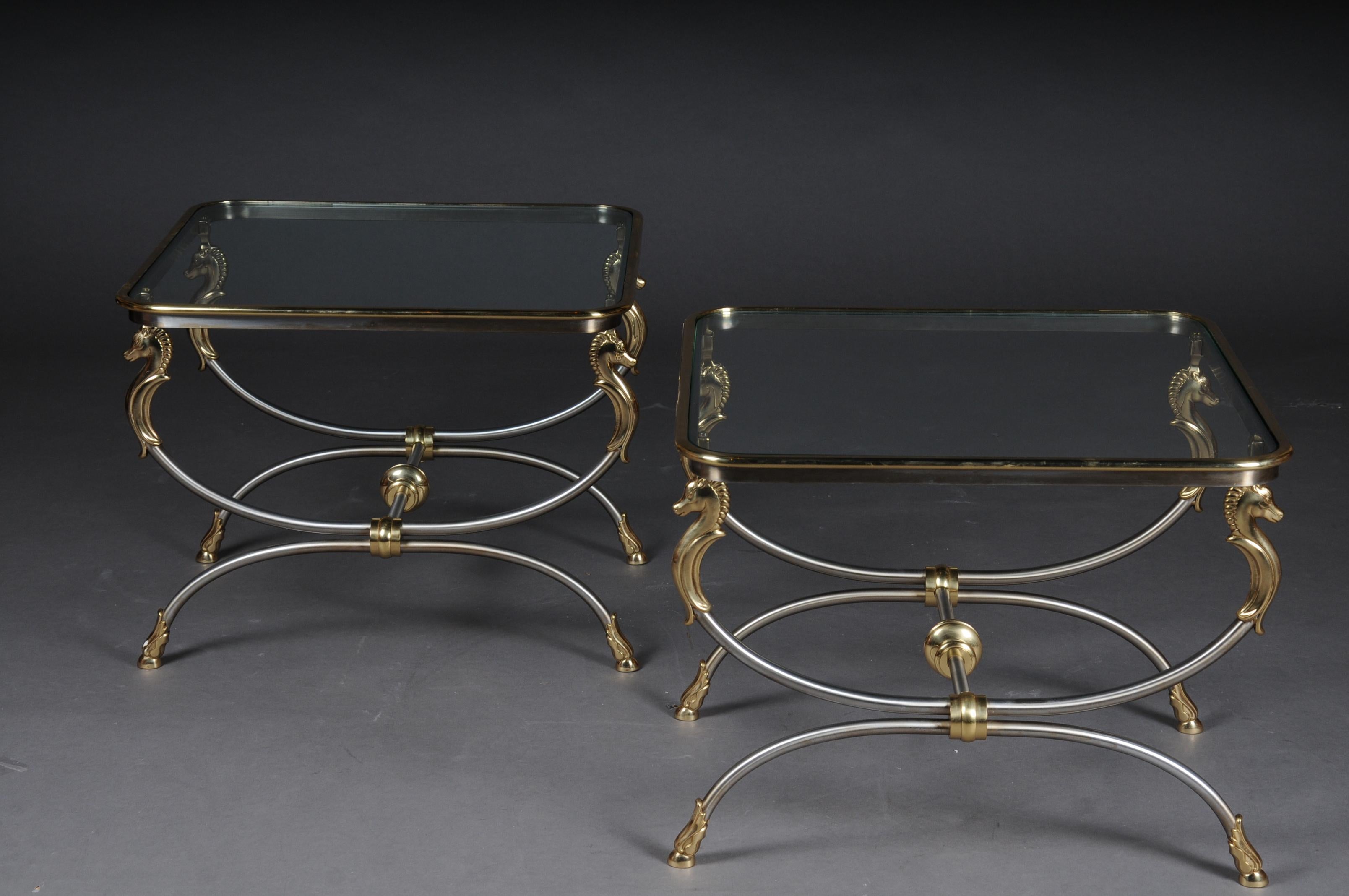 20th Century Modern Designer Side Table, Chrome Brass, Classical Style For Sale 8