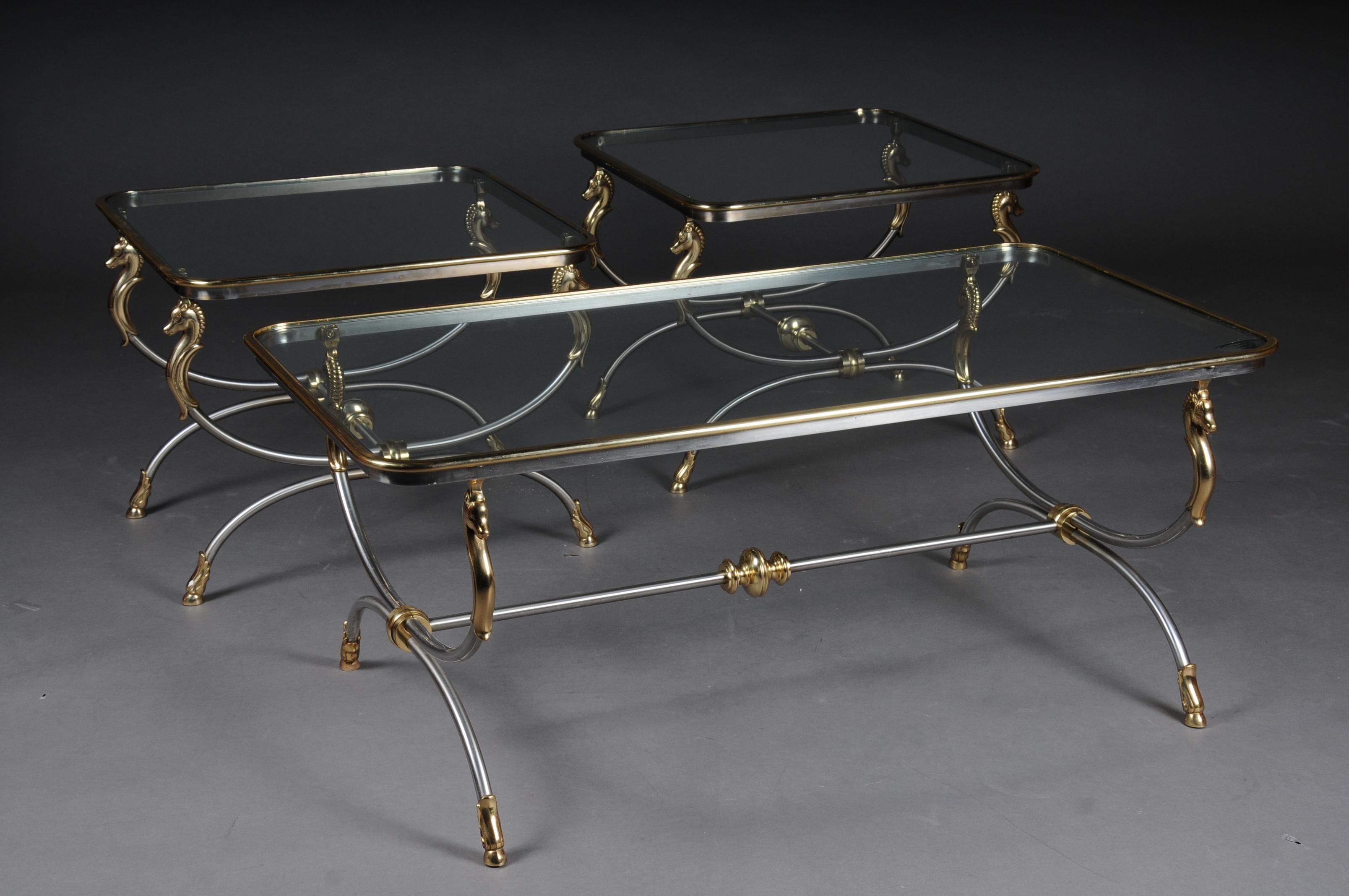 20th Century Modern Designer Side Table, Chrome Brass, Classical Style For Sale 9