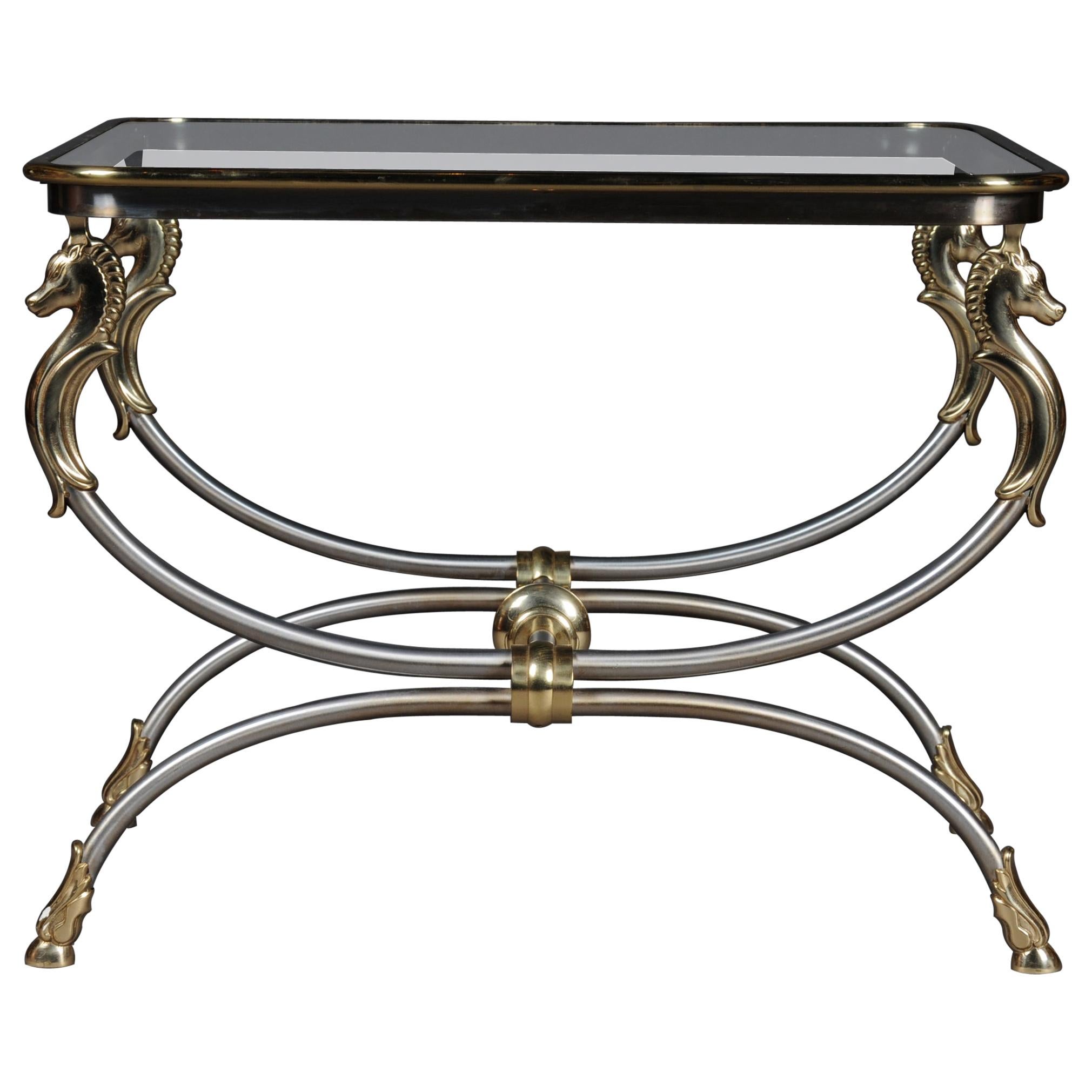 20th Century Modern Designer Side Table, Chrome Brass, Classical Style
