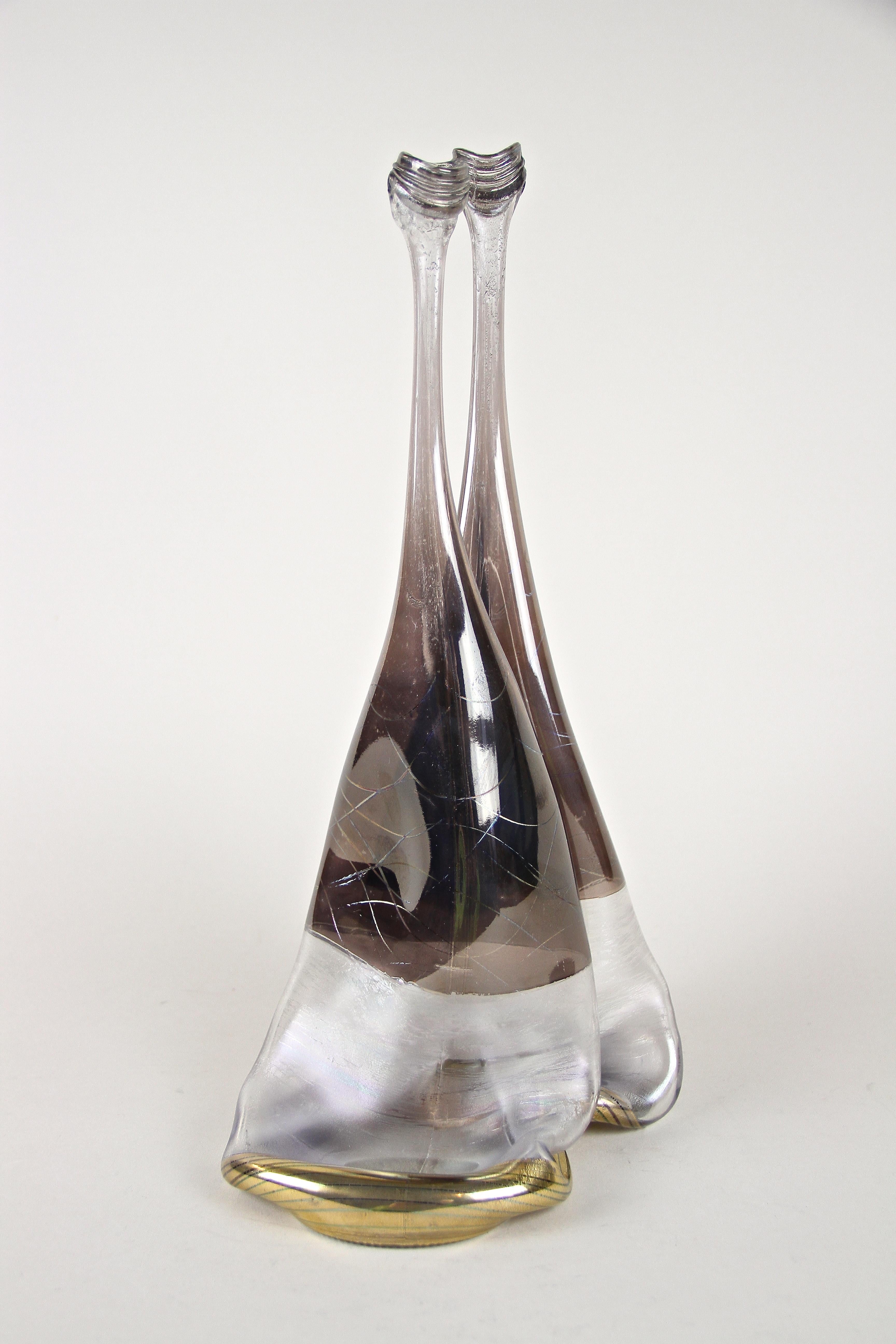 20th Century Modern Double Glass Vase, Hand Signed, Germany, circa 1980 For Sale 9