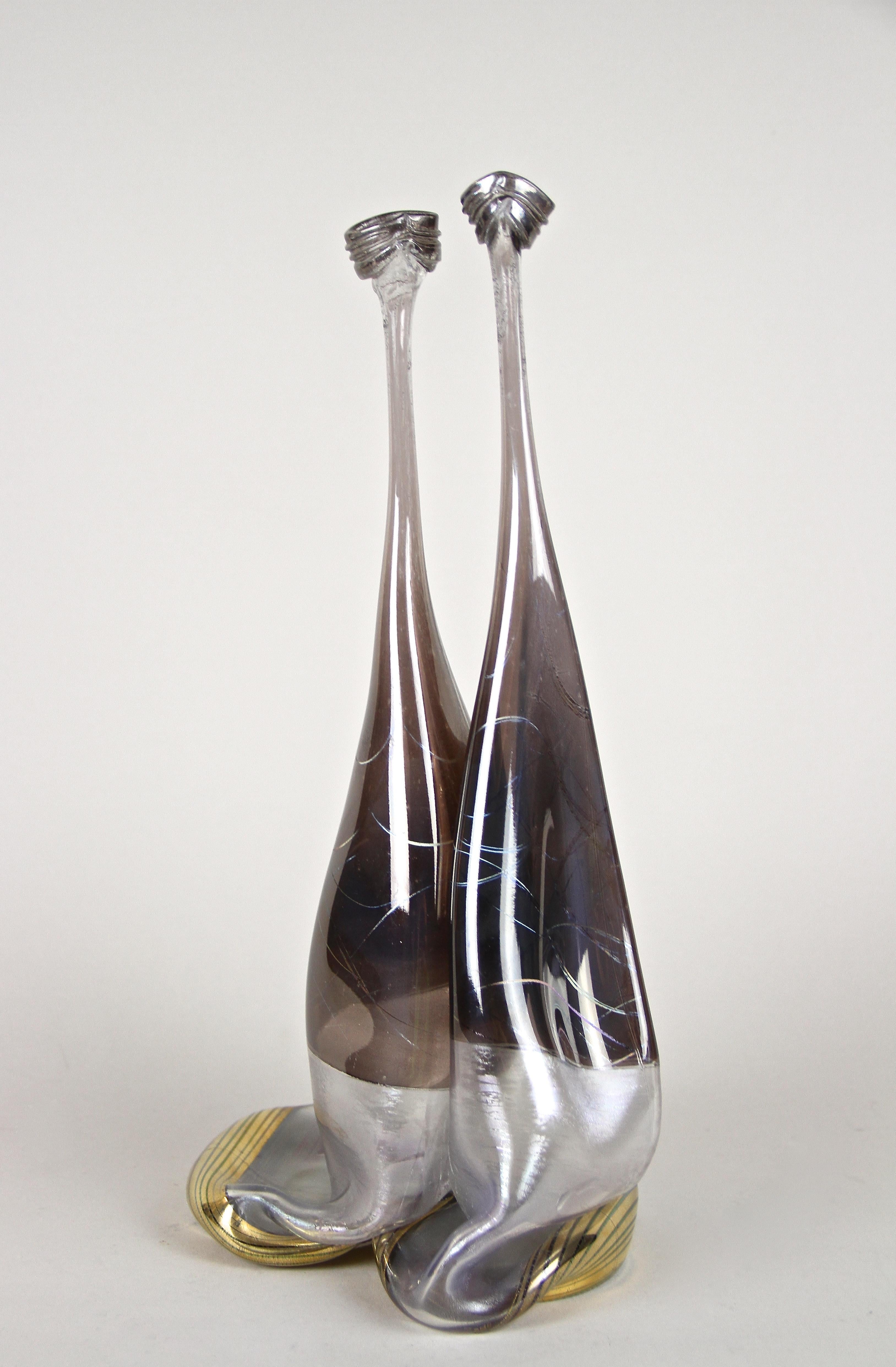 Verre Vase double en verre The MODERN, signé à la main, Allemagne, vers 1980 en vente