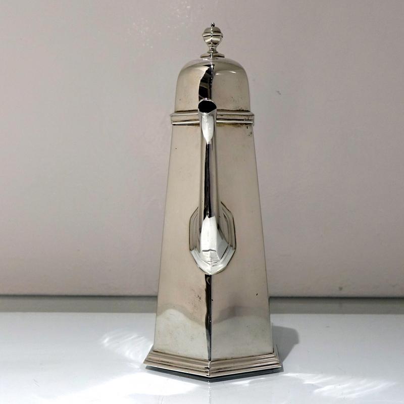 George I 20th Century Modern George V Sterling Silver Coffee Pot London 1935 S J Phillips For Sale