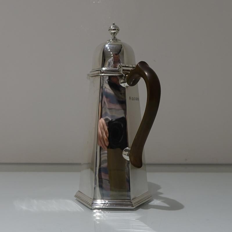 British 20th Century Modern George V Sterling Silver Coffee Pot London 1935 S J Phillips For Sale