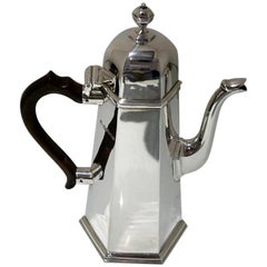 20th Century Modern George V Sterling Silver Coffee Pot London 1935 S J Phillips