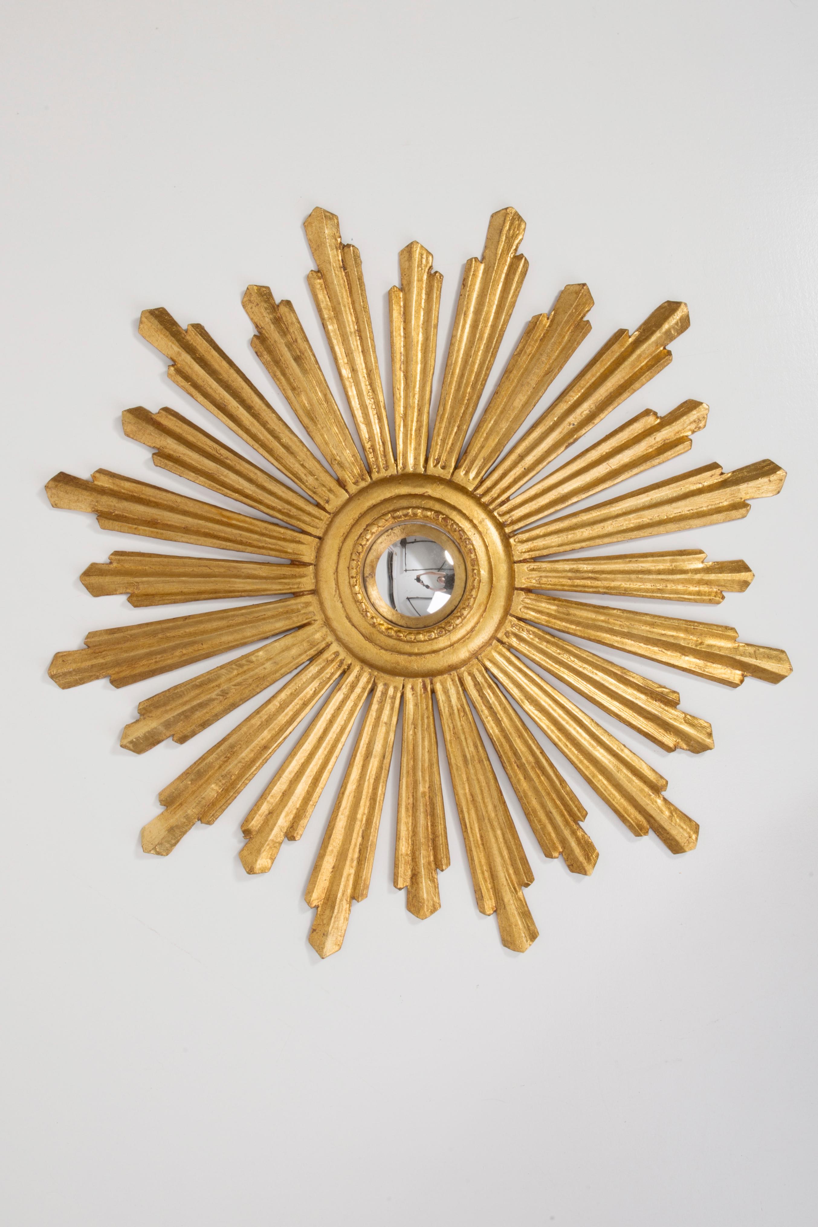 Mid-Century Modern 20th Century Modern Gold Italian Big Rare Sunburst Mirror, Giltwood, 1960s