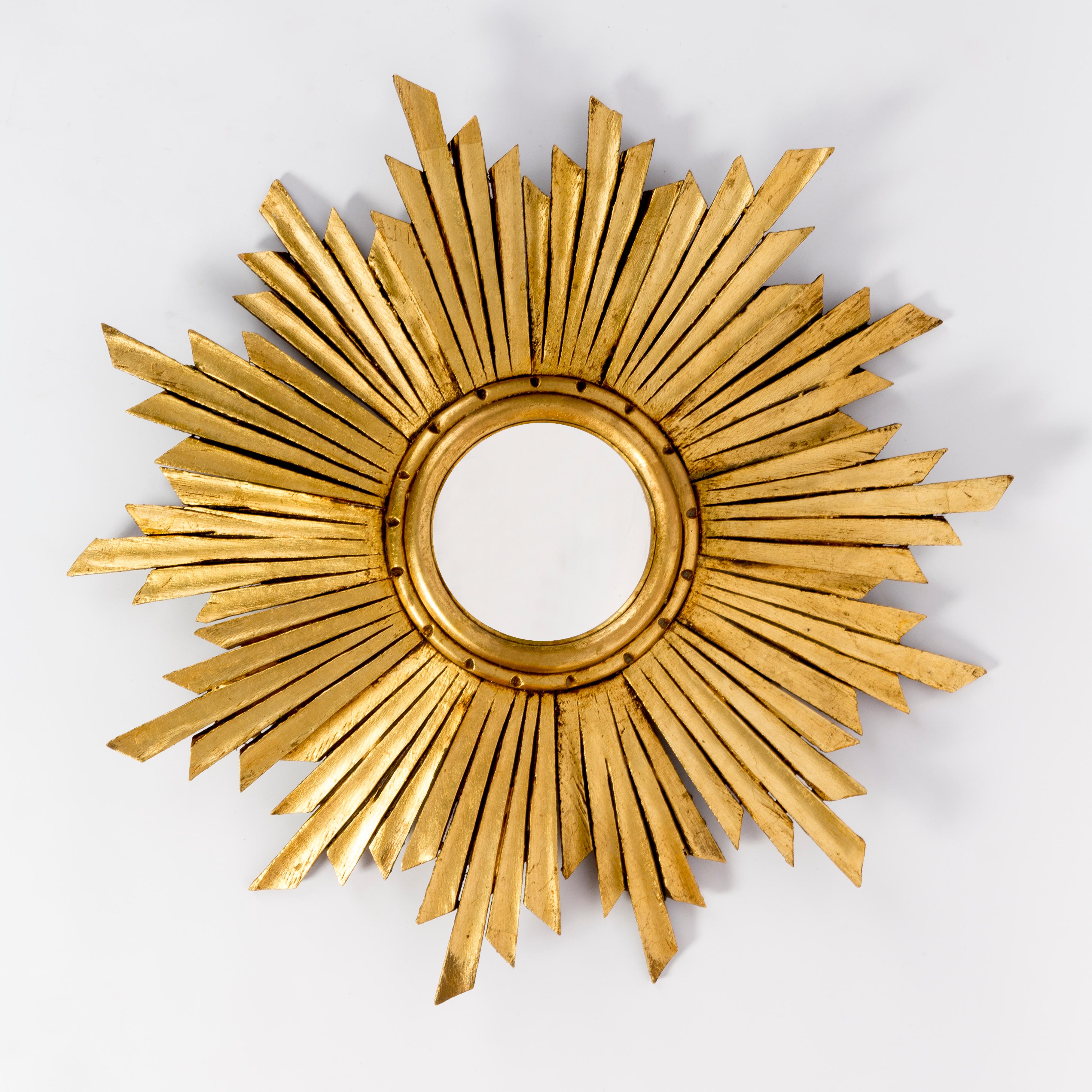 20th Century Modern Gold Italian Big Sunburst Mirror, Giltwood, 1960s For Sale 6