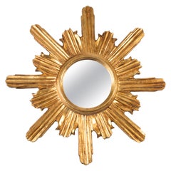 20th Century Modern Gold Italian Sunburst Mirror, Giltwood, 1960s