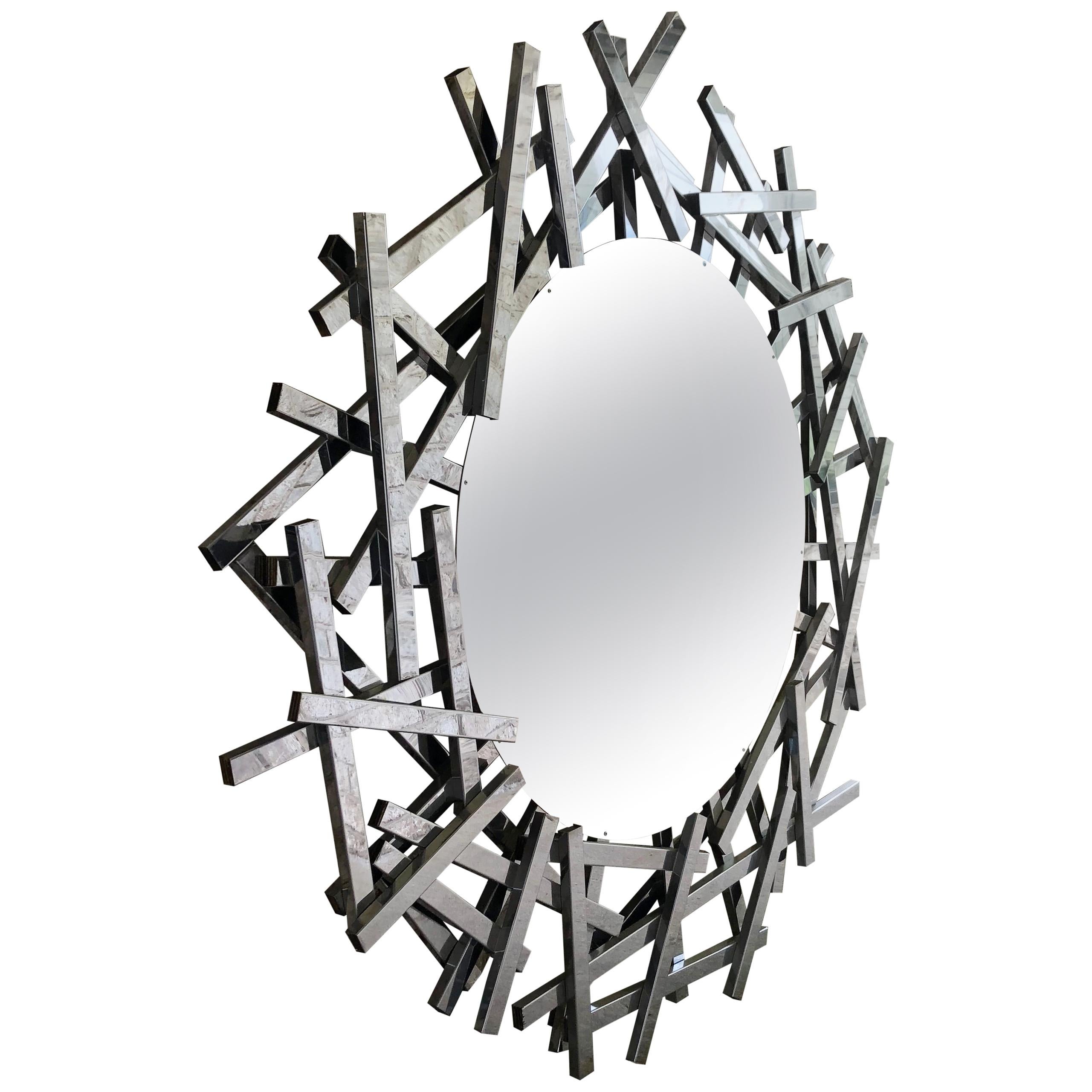 20th Century Modern Metal Mirror For Sale