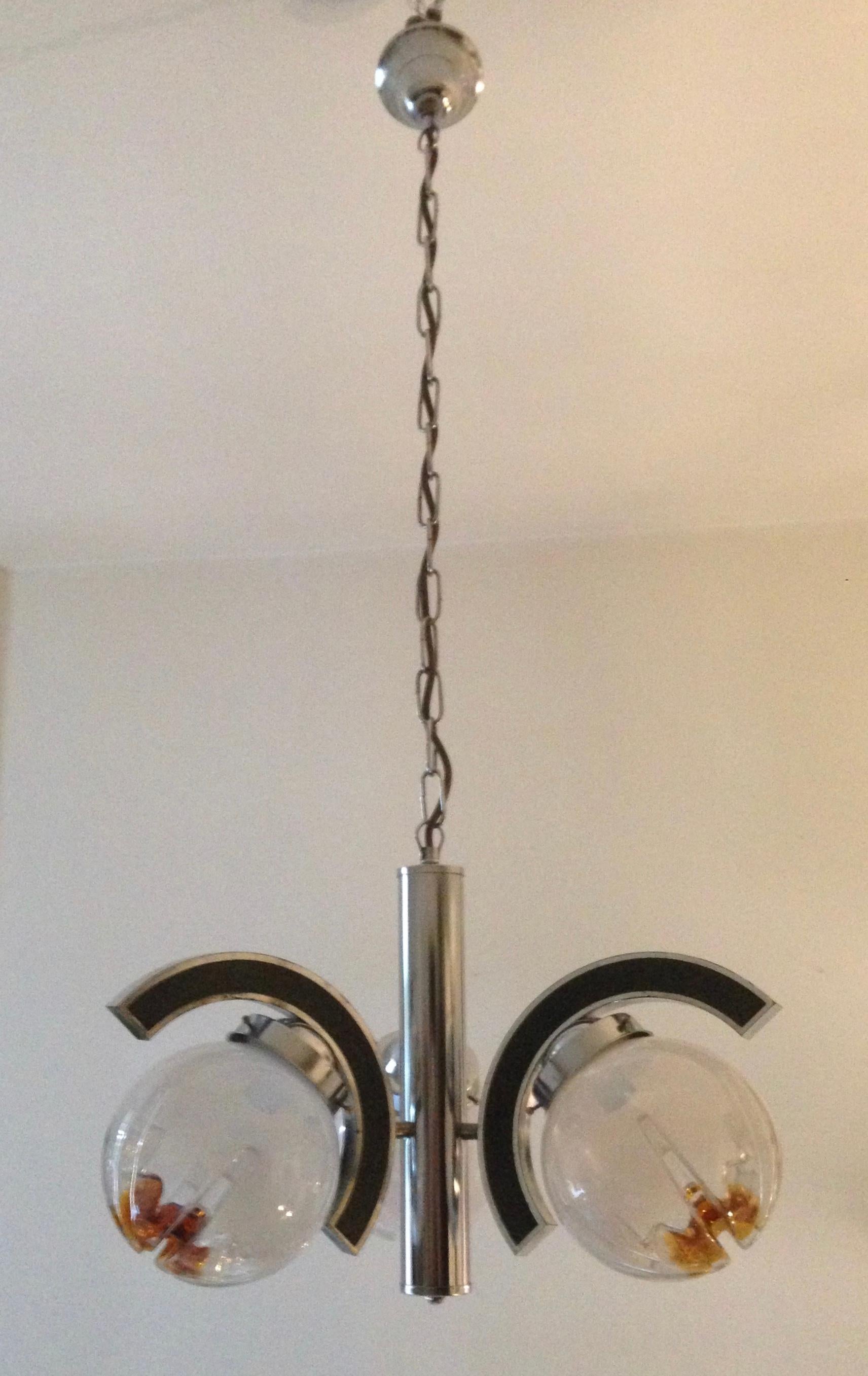 Late 20th Century Murano Glass Mazzega Pendant Lamp, Mid-Century Modern For Sale