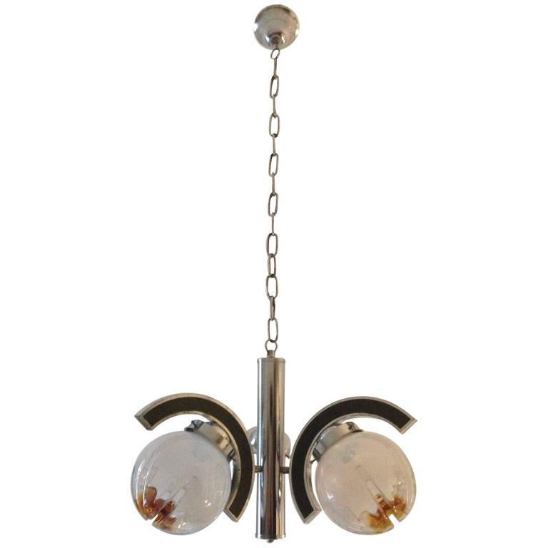 Lampe à suspension Mazzega en verre de Murano, mi-siècle moderne