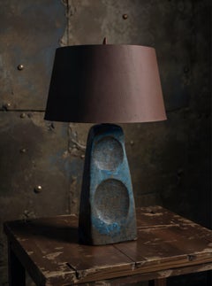 20. Jahrhundert Modernes Original Italienischer Künstler Skulpturale TöpfereiTischlampe & Schirm