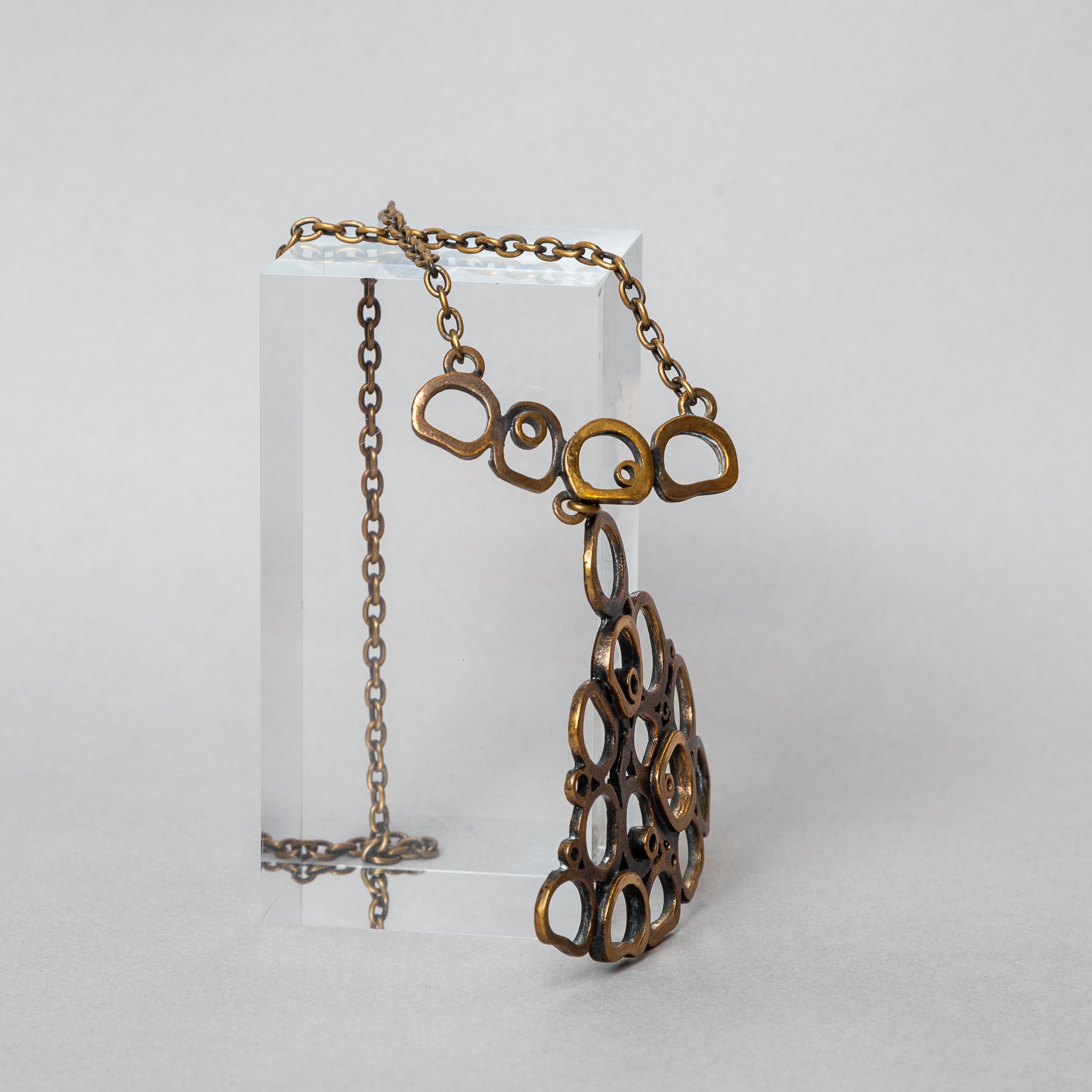 European 20th Century Modern Pentii Sarpaneva Pendant Necklace Bronze Scandinavian Modern For Sale