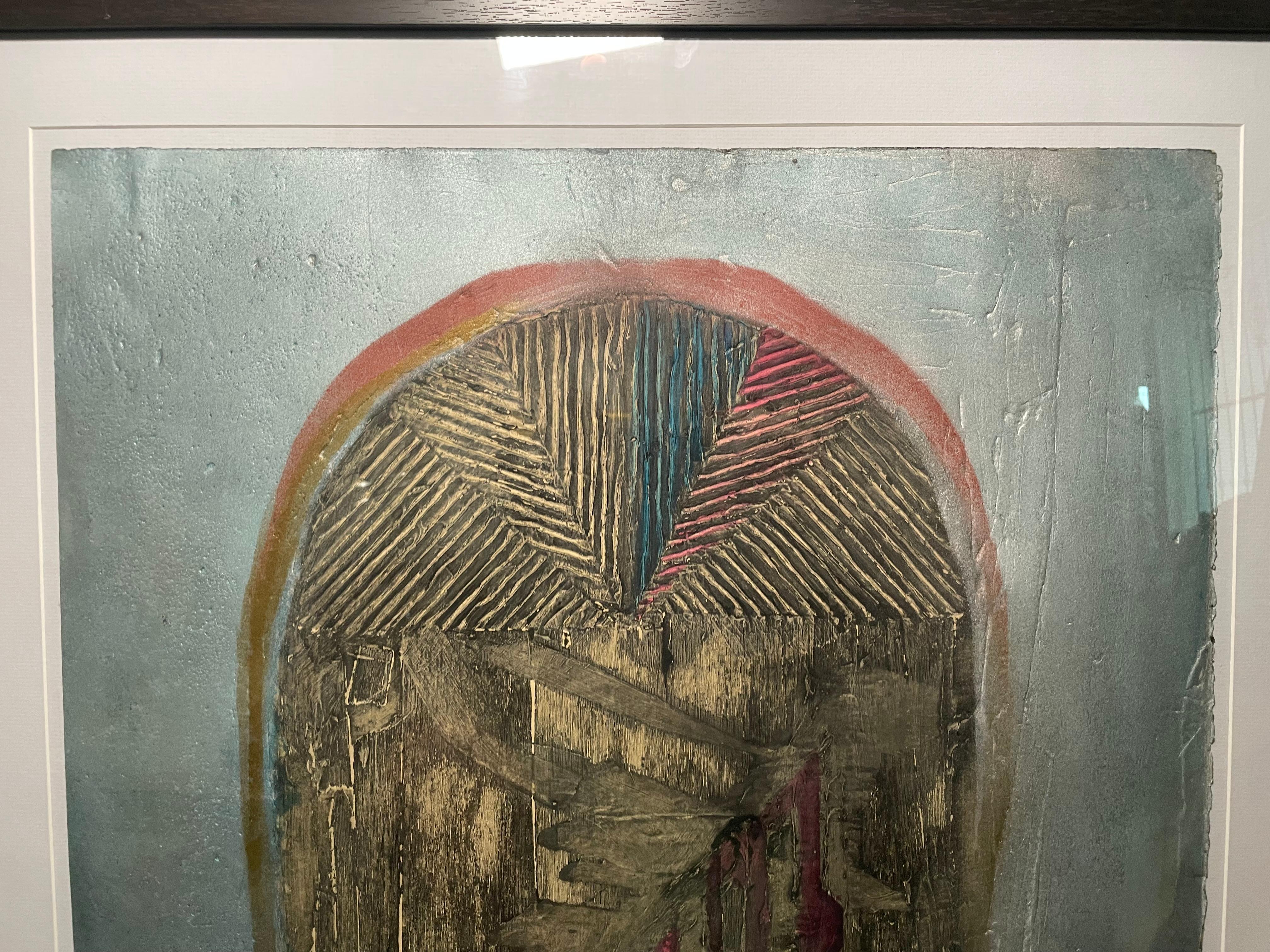 Fatto a mano Pittura moderna del XX secolo di una porta ad arco tondo in vendita