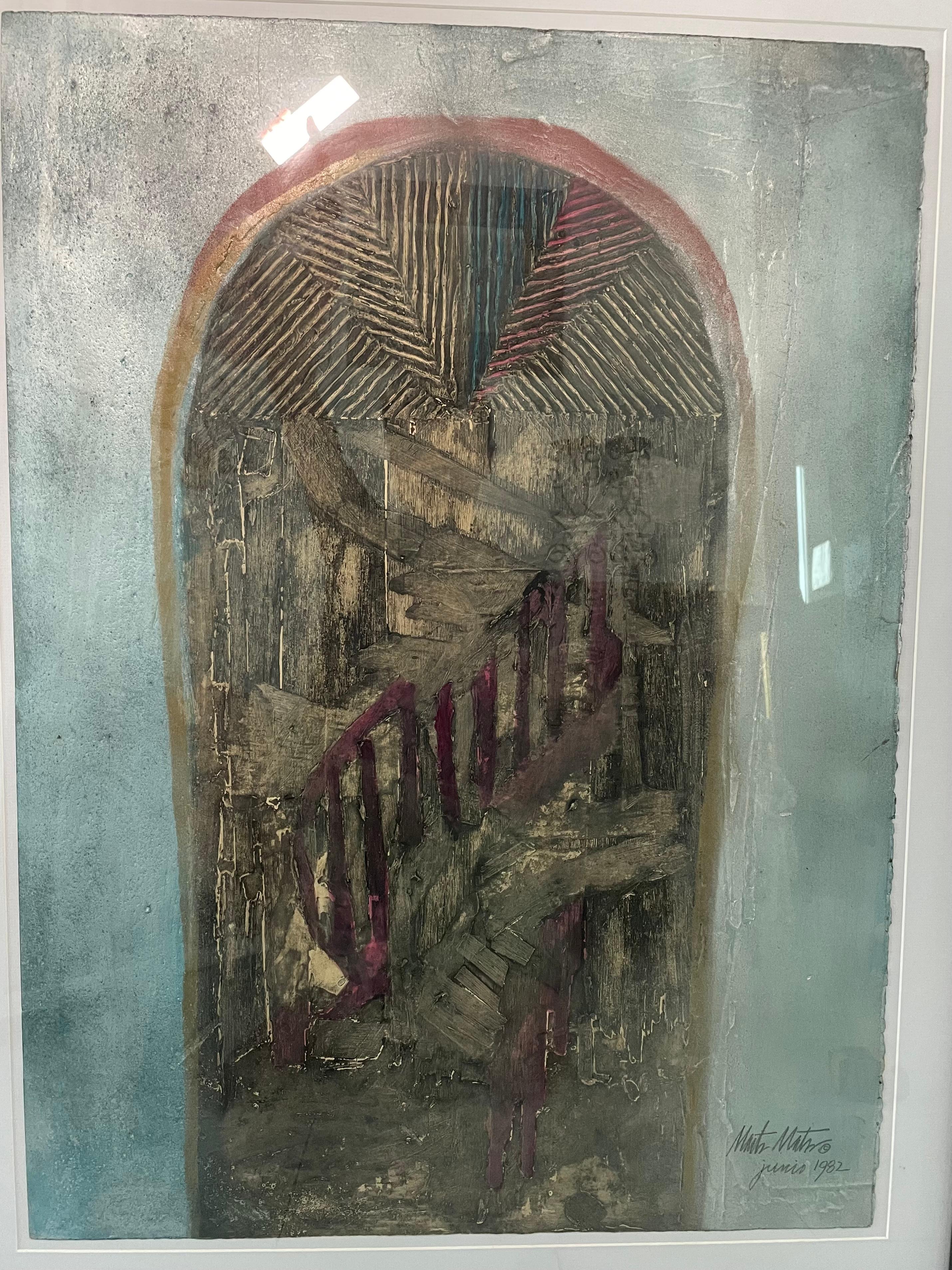 Pittura moderna del XX secolo di una porta ad arco tondo in vendita 1