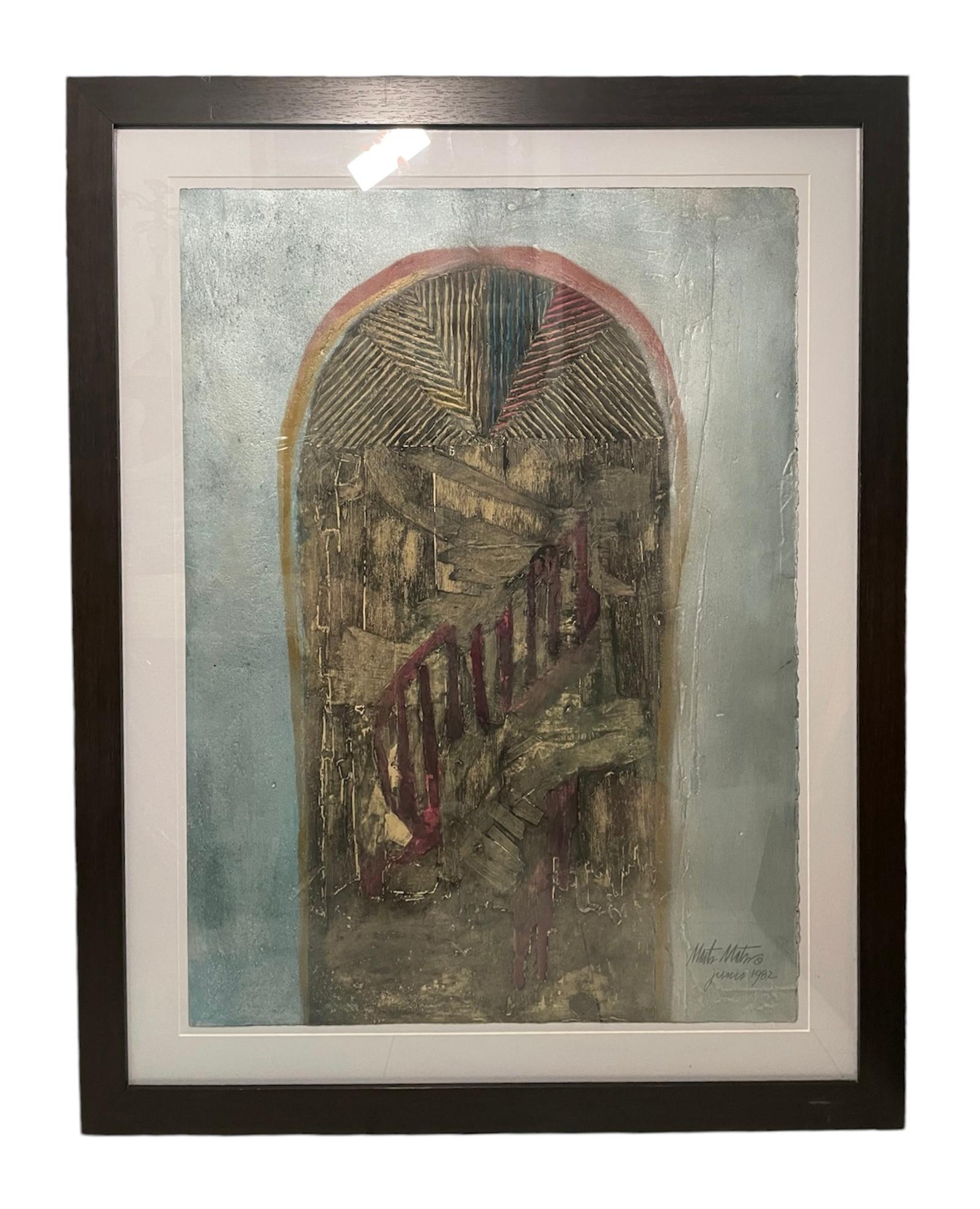Pittura moderna del XX secolo di una porta ad arco tondo in vendita 2