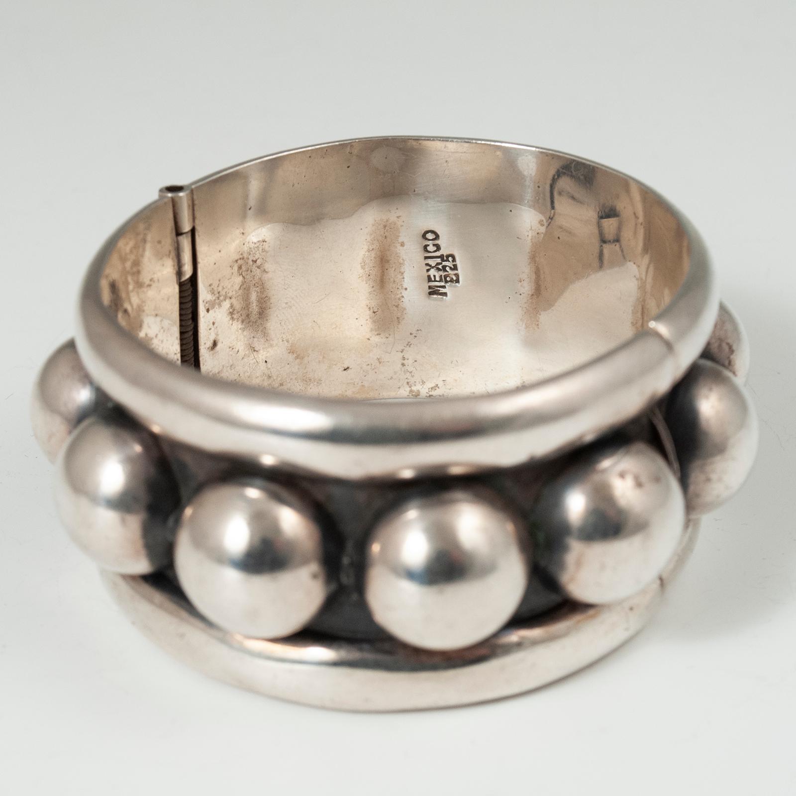 Mid-Century Modern 20th Century Modern Silver Clamper Bracelet, Taxco, Mexico