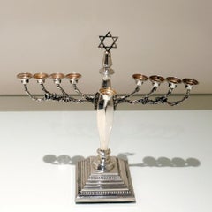 20th Century Modern Sterling Silver Chanukiah London 1970 D J Silver Repairs