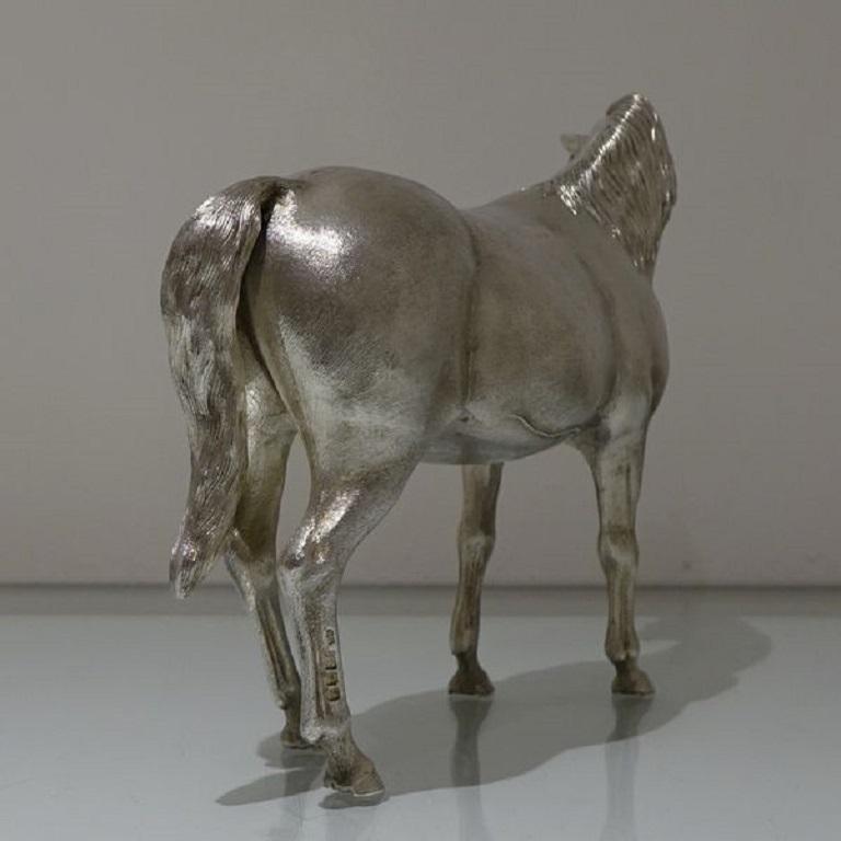 Late 20th Century 20th Century Modern Sterling Silver Horse London, 1977 Charles Fox Ltd For Sale