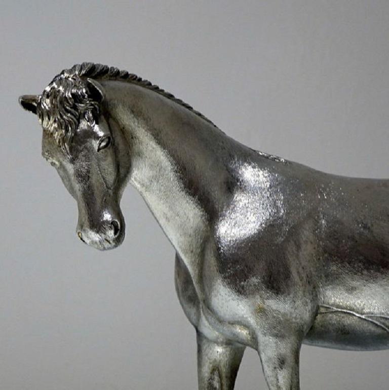 20th Century Modern Sterling Silver Horse London, 1977 Charles Fox Ltd For Sale 1