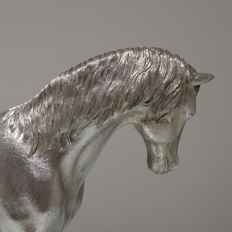 20th Century Modern Sterling Silver Horse London, 1977 Charles Fox Ltd For Sale 2