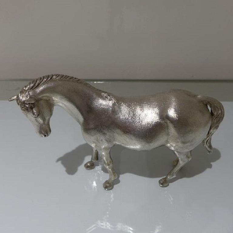 20th Century Modern Sterling Silver Horse London, 1977 Charles Fox Ltd For Sale 4