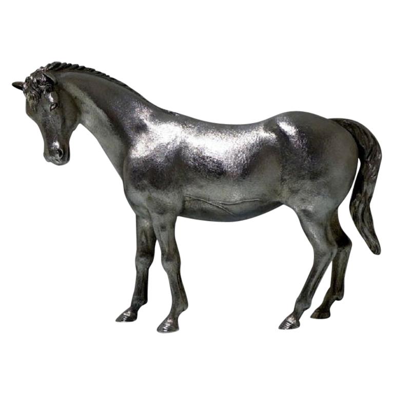 20th Century Modern Sterling Silver Horse London, 1977 Charles Fox Ltd For Sale