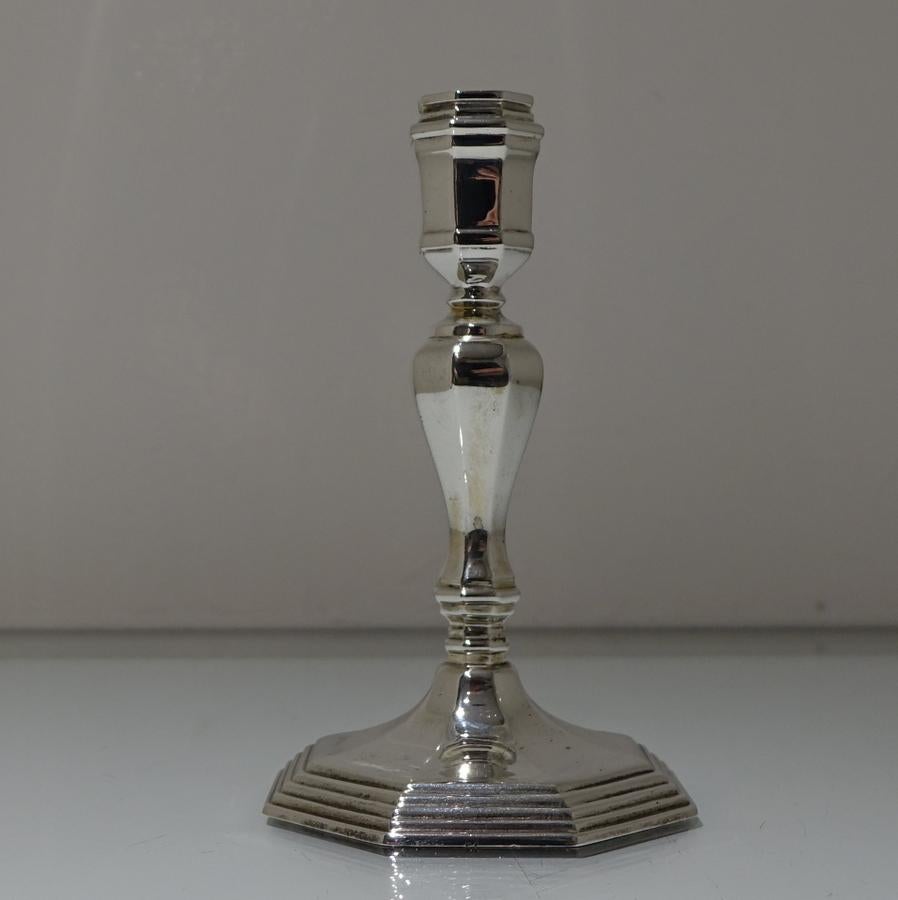 Mid-20th Century 20th Century Modern Sterling Silver Pair Candlesticks, London, 1963 For Sale