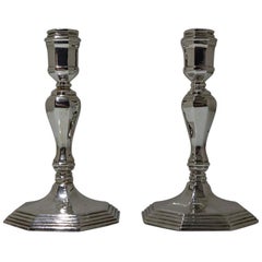 20th Century Modern Sterling Silver Pair Candlesticks, London, 1963