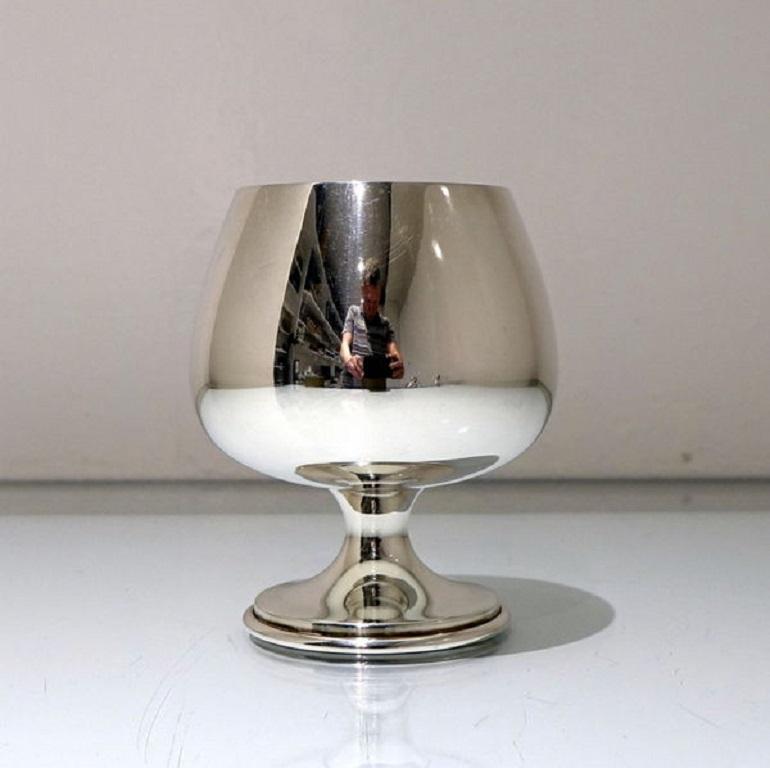 Late 20th Century 20th Century Modern Sterling Silver Set of Six Brandy Goblets Birmingham, 1974 For Sale