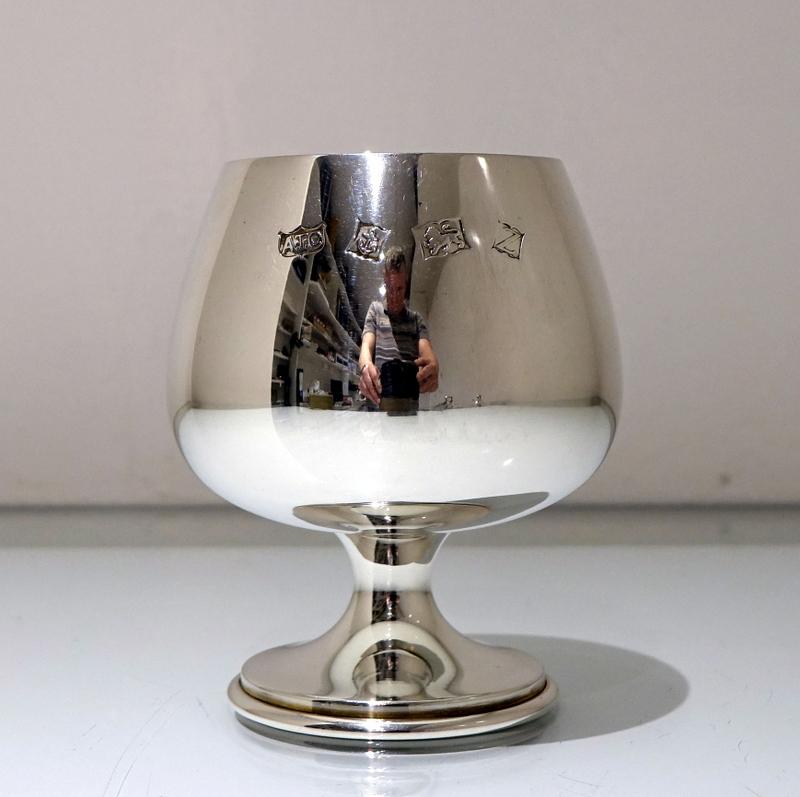 20th Century Modern Sterling Silver Set of Six Brandy Goblets Birmingham 1974 In Good Condition In 53-64 Chancery Lane, London