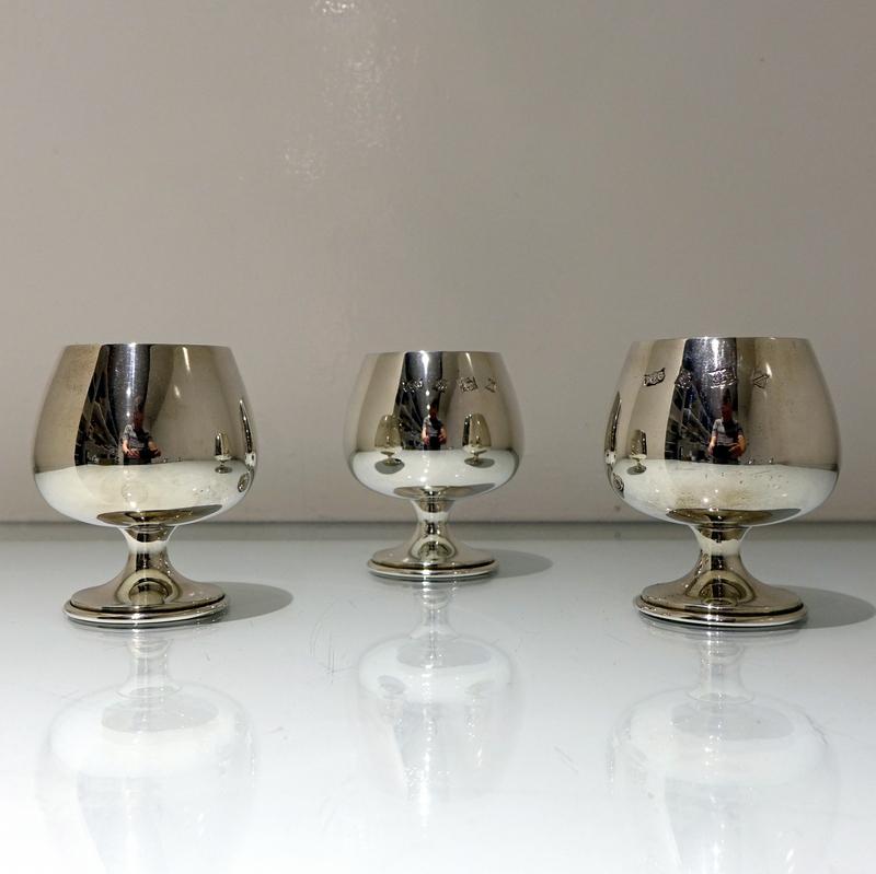 20th Century Modern Sterling Silver Set of Six Brandy Goblets Birmingham 1974 4