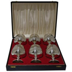 20th Century Modern Sterling Silver Set of Six Brandy Goblets Birmingham 1974