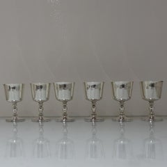 20th Century Modern Sterling Silver Set Six Wine Goblets Birm 1970 Barker Ellis