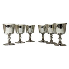 20th Century Modern Sterling Silver Set Six Wine Goblets Birm 1970 Barker Ellis