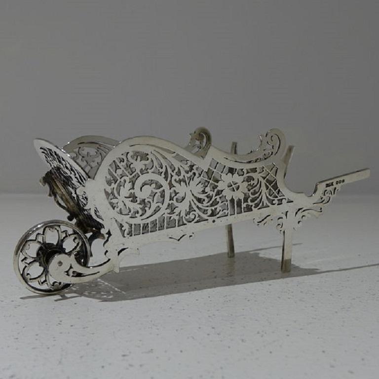 Mid-20th Century 20th Century Modern Sterling Silver Wheel Barrow Dish For Sale