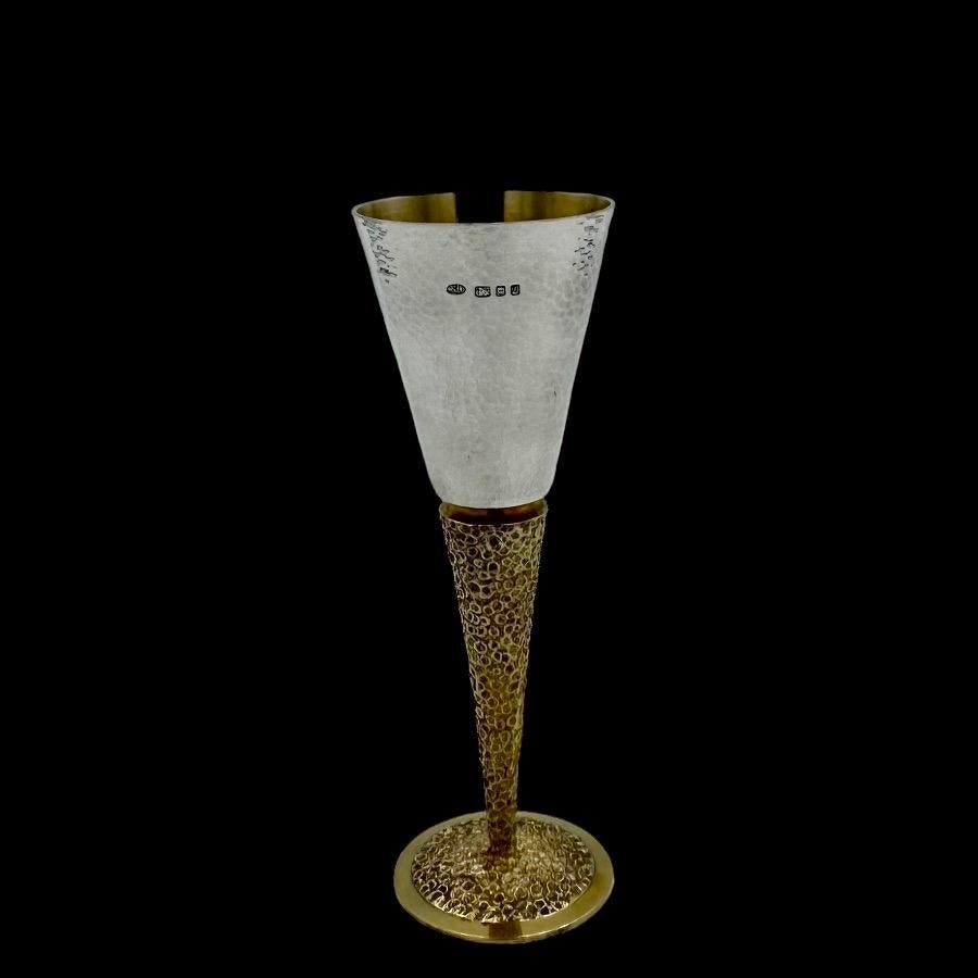 Mid-20th Century 20th Century Modern Suite Twelve Sterling Silver Champagne Flutes London 1968  For Sale