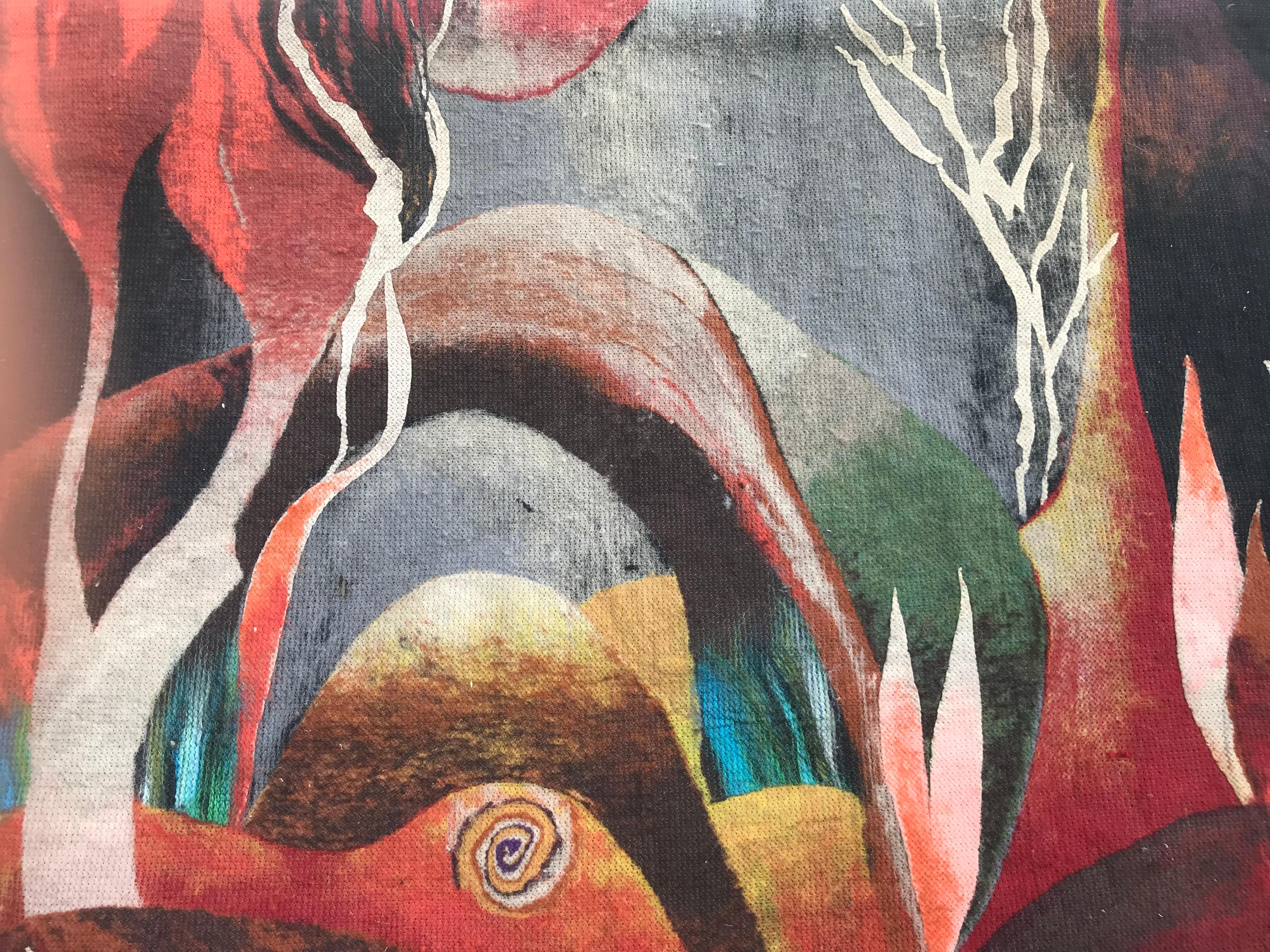 Hand-Painted Bobyrug’s nice 20th Century Modern Tapestry For Sale
