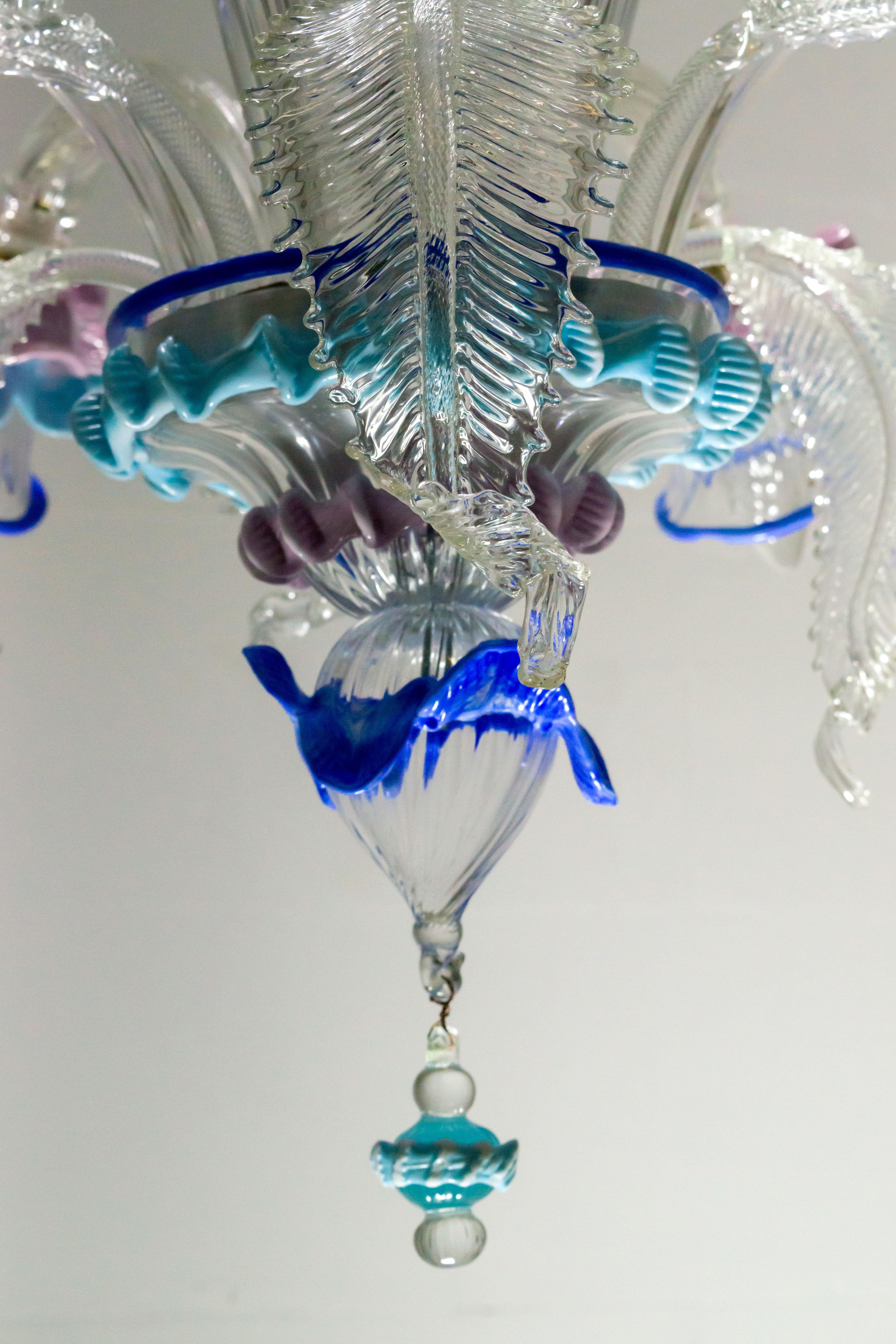 Baroque 20th Century Modern Venetian Murano Glass Chandelier 